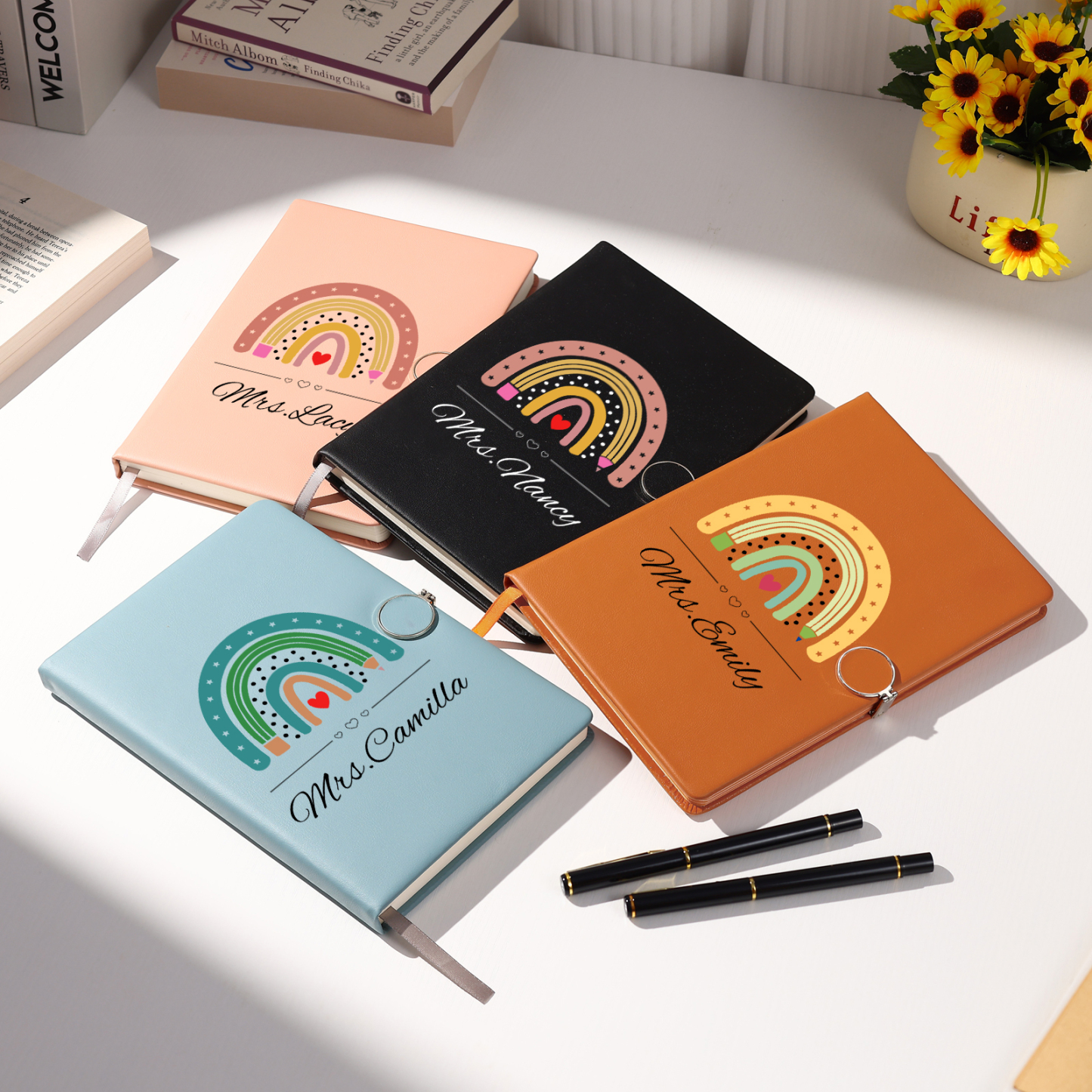 Personalized Rainbow A5 Notebook Gift Set with Name – Thoughtful Stationery Present | Jessemade