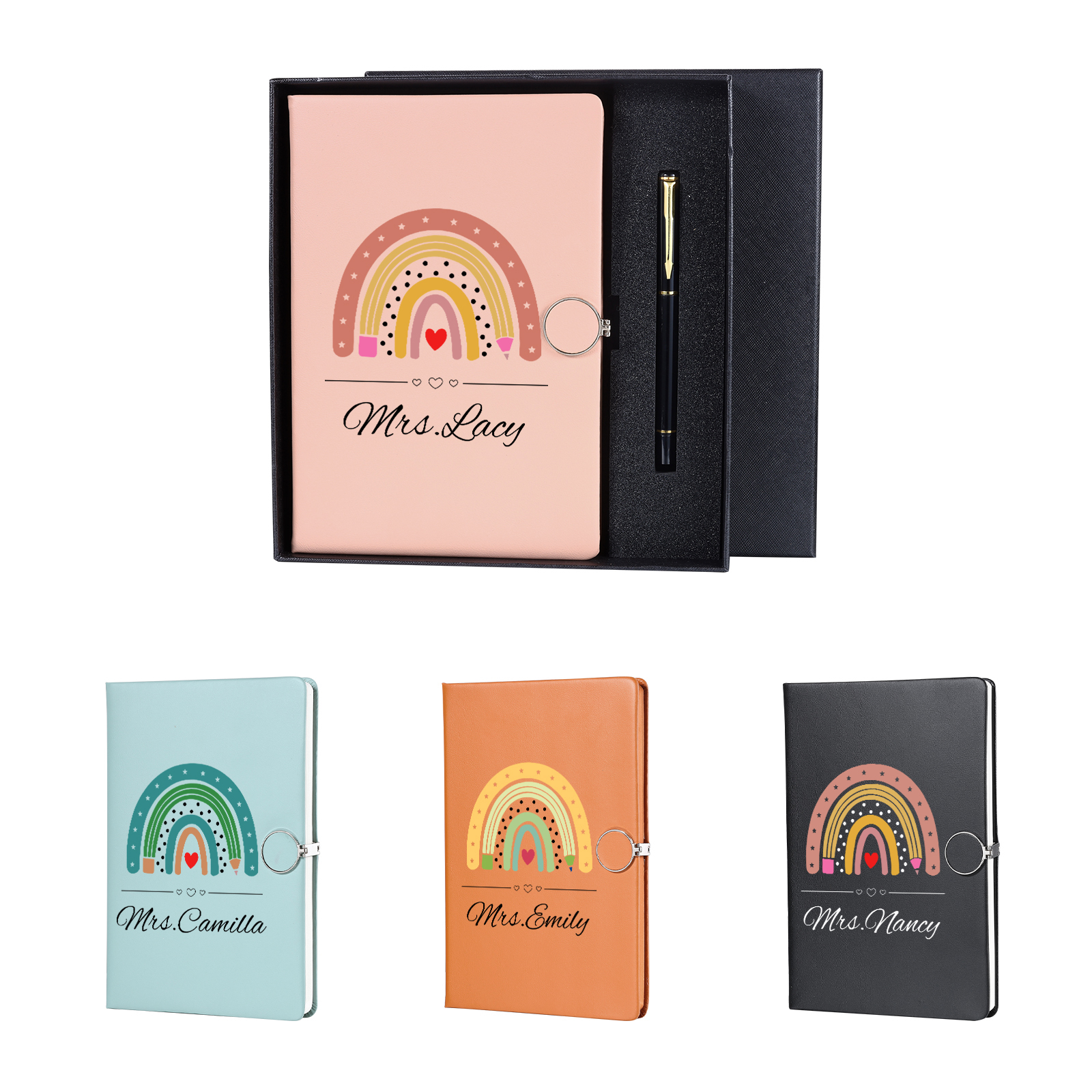 Personalized Rainbow A5 Notebook Gift Set with Name – Thoughtful Stationery Present | Jessemade