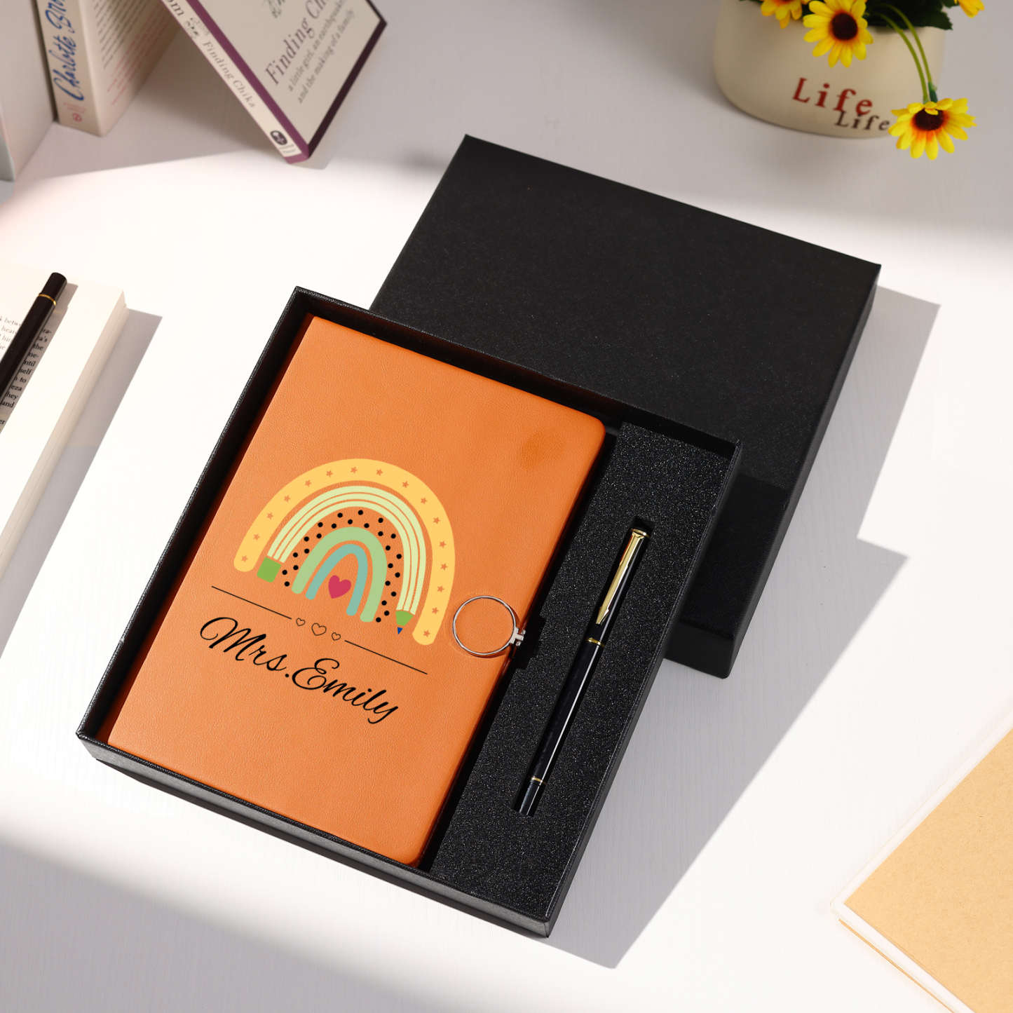 Personalized Rainbow A5 Notebook Gift Set with Name – Thoughtful Stationery Present | Jessemade
