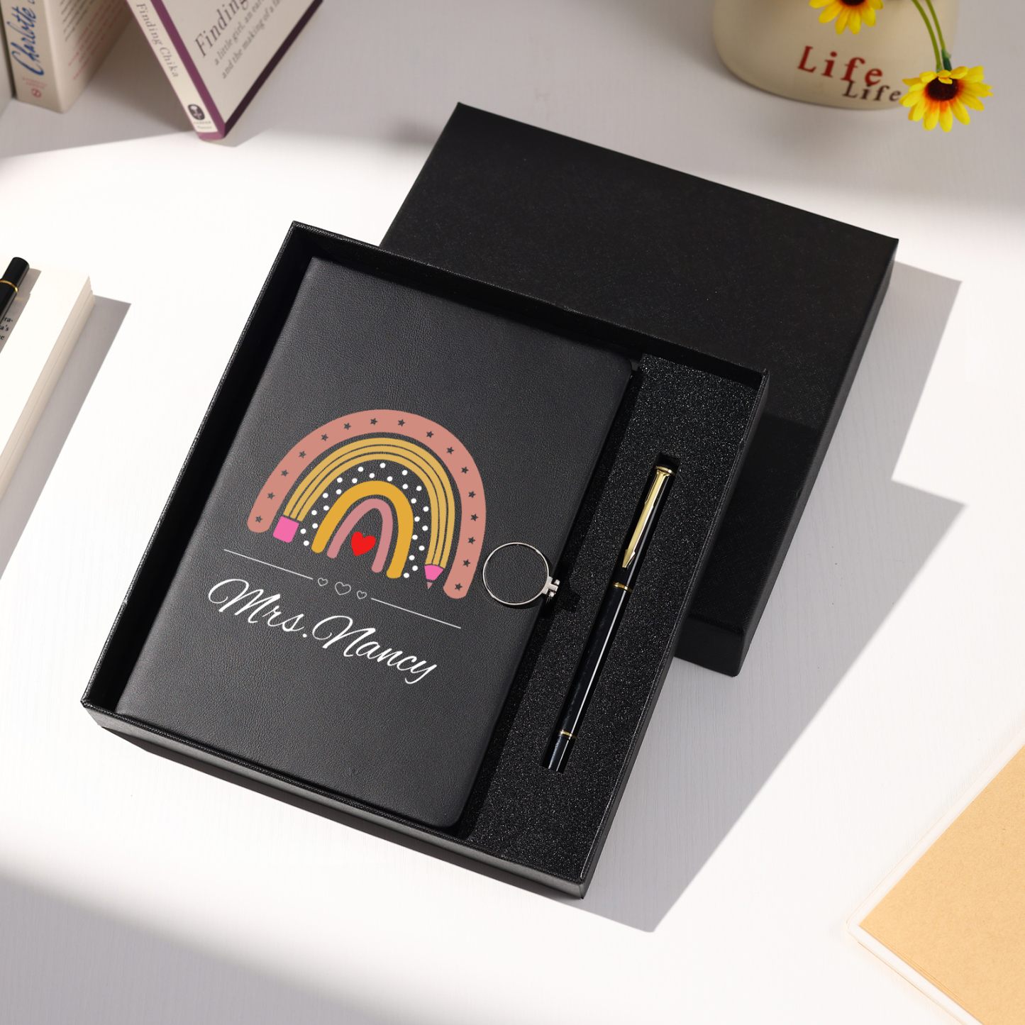 Personalized Rainbow A5 Notebook Gift Set with Name – Thoughtful Stationery Present | Jessemade