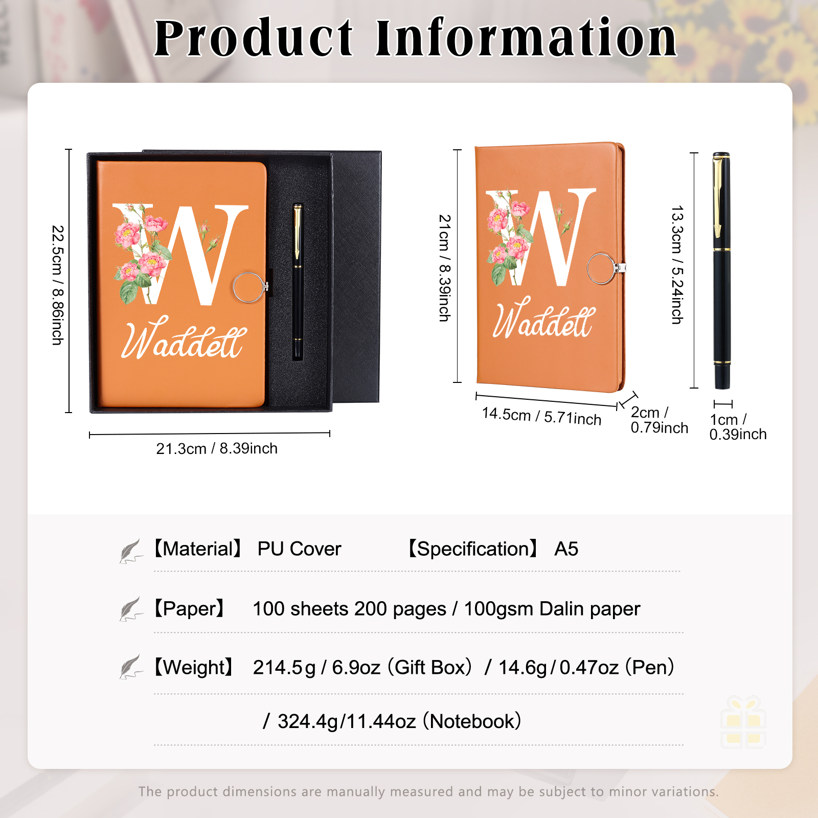 Personalized Floral Initial A5 Notebook Gift Set with Name – Custom Stationery Present for Every Occasion | Jessemade