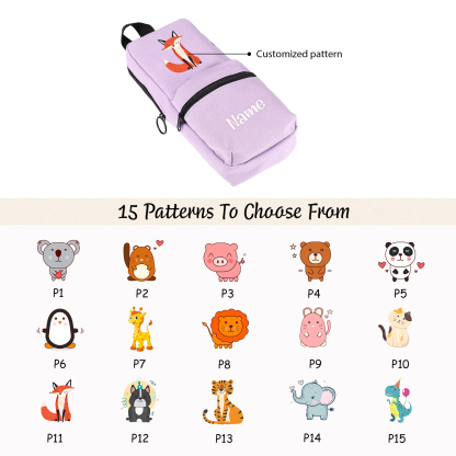 Personalized Animal Pencil Case with Custom Name & Pattern for Kids | Lorajewel