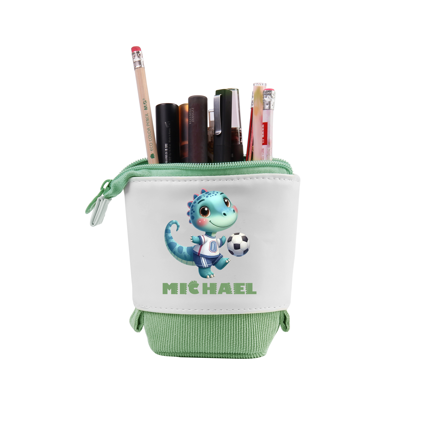 Personalized Corduroy & PU Leather Dinosaur Pencil Case – Cute Custom Pencil Holder-Back To School Gift For Boys/Girls | Lorajewel