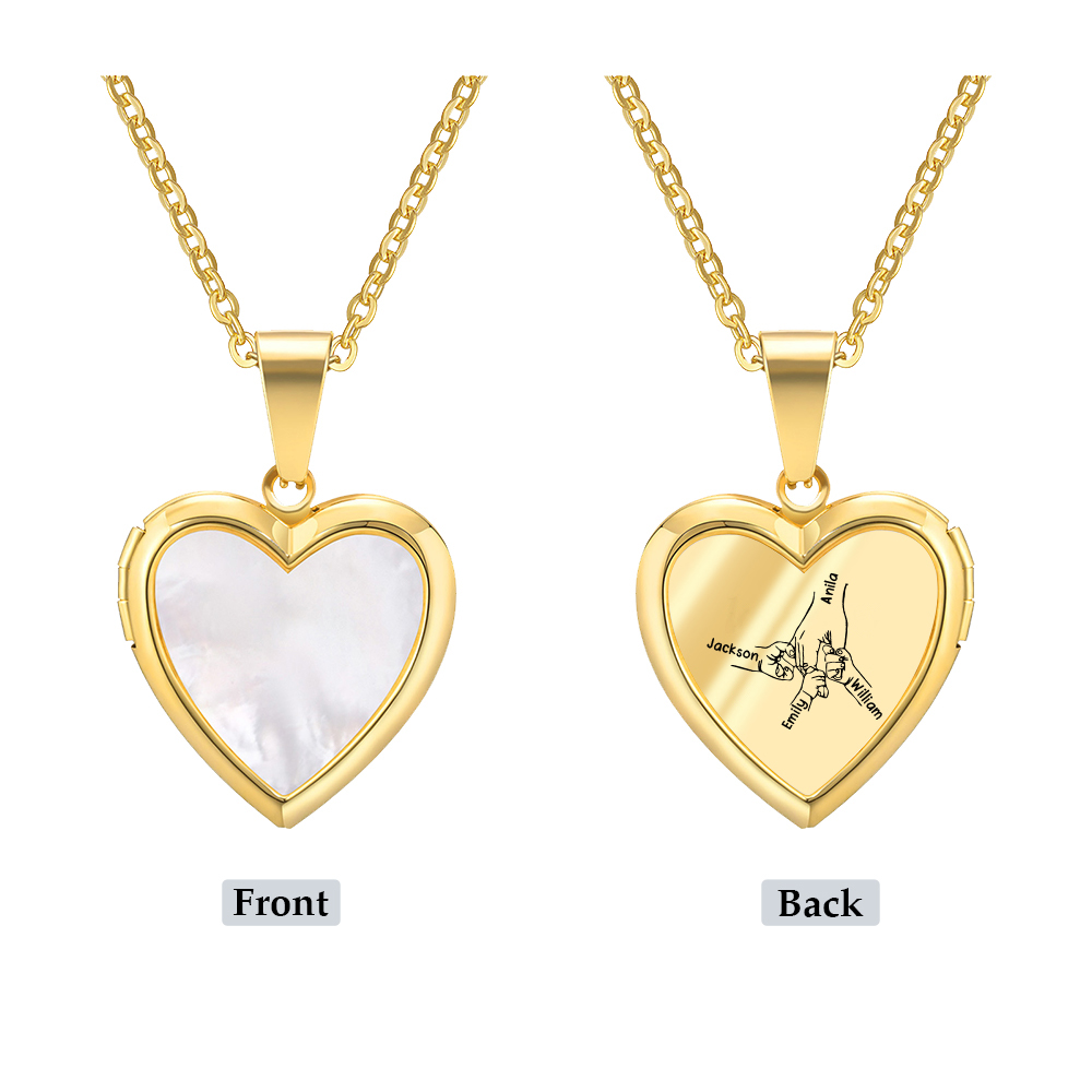 Personalized Family Heart Photo Locket Necklace for Women