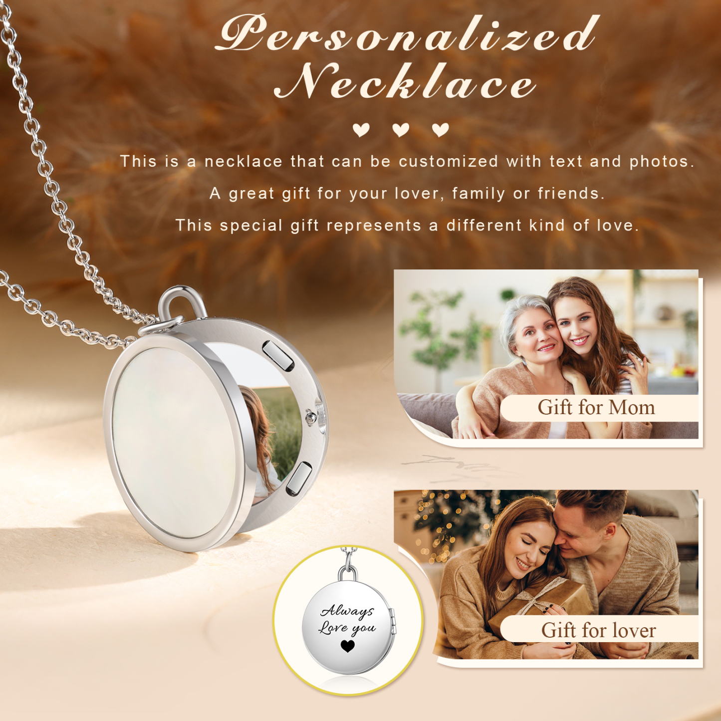Always Love You Personalized Circle Photo Frame Necklace A Sentimental Custom Gift for Her
