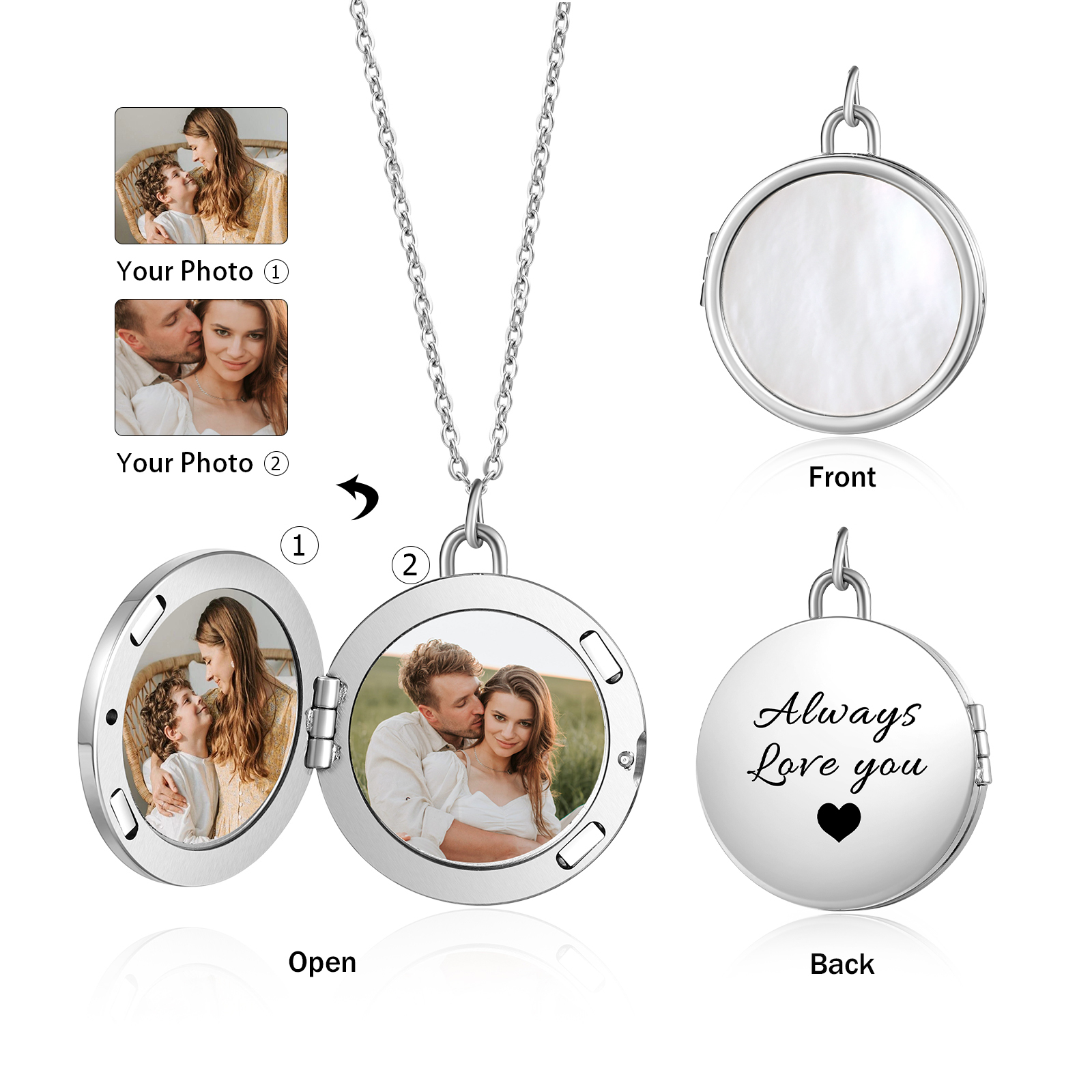 Always Love You Personalized Circle Photo Frame Necklace A Sentimental