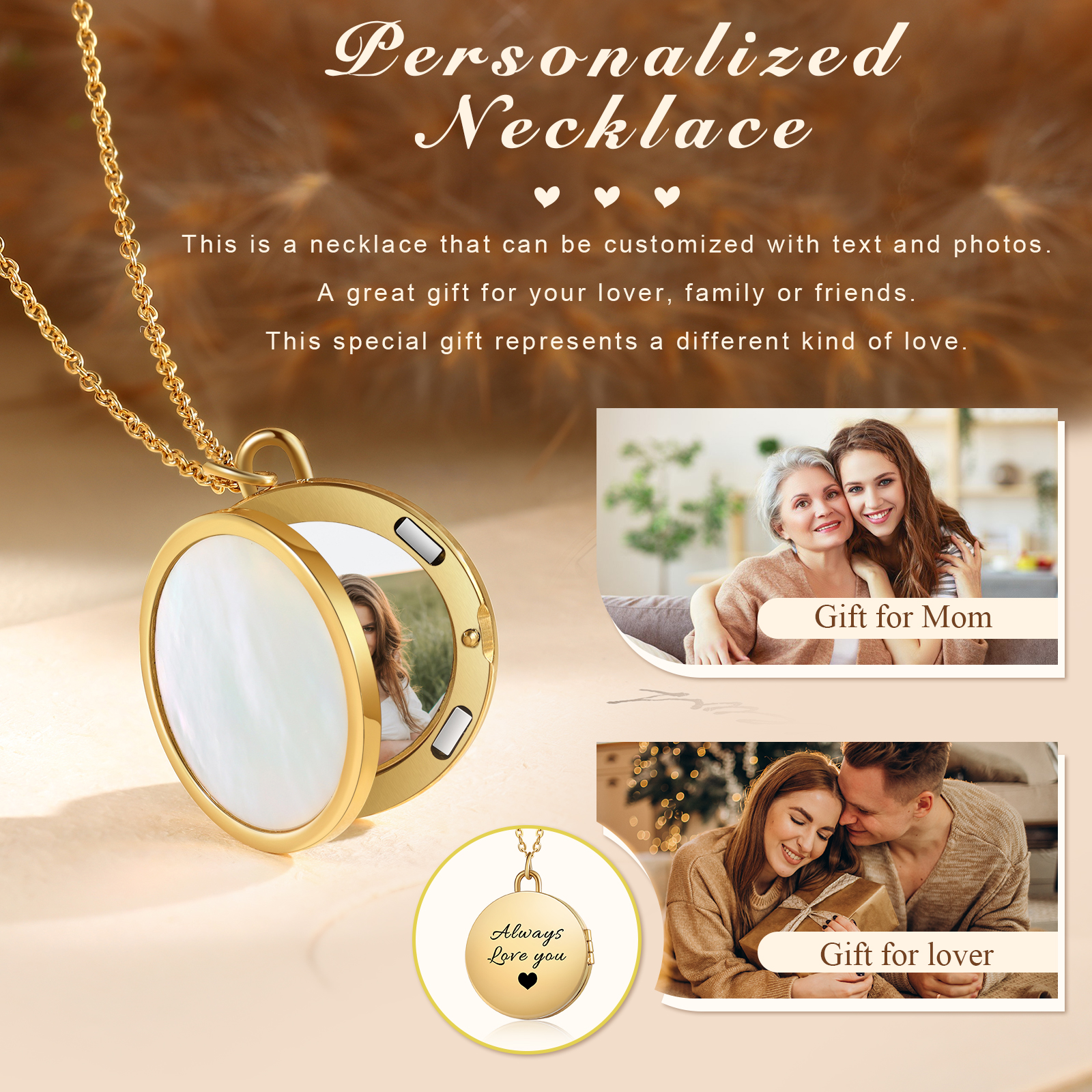 Always Love You Personalized Circle Photo Frame Necklace A Sentimental Custom Gift for Her