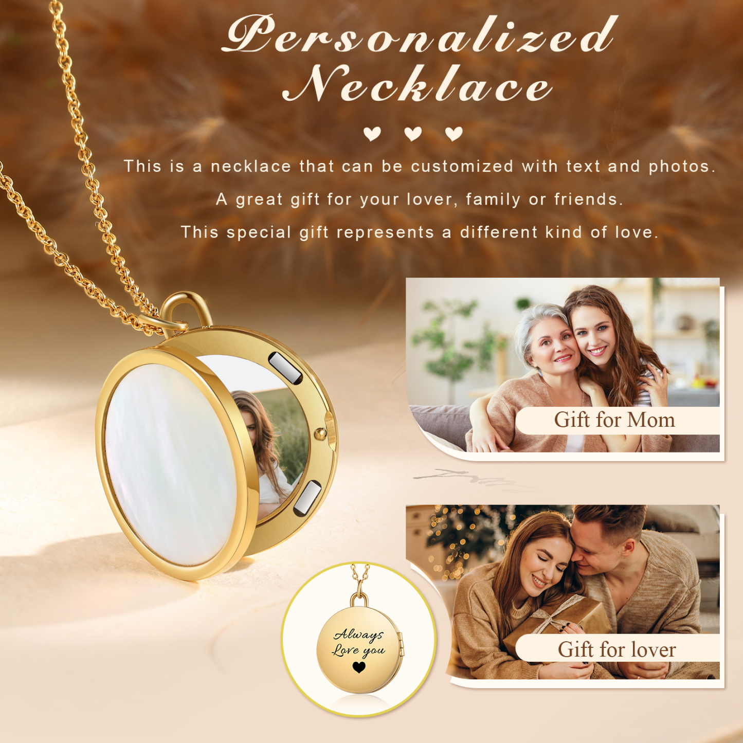 Always Love You Personalized Circle Photo Frame Necklace A Sentimental Custom Gift for Her