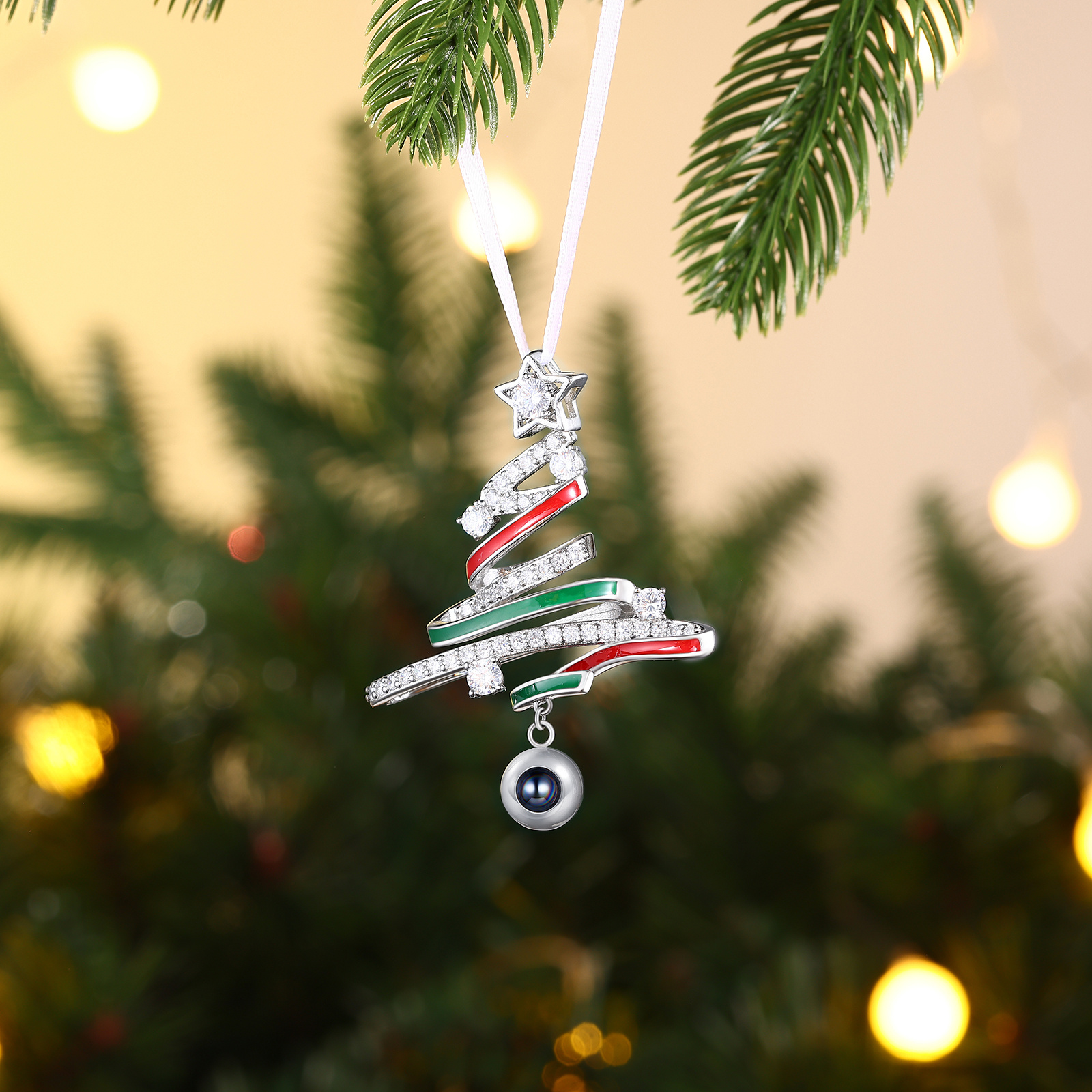 Personalized Star Projection Photo Christmas Tree Ornament Decoration