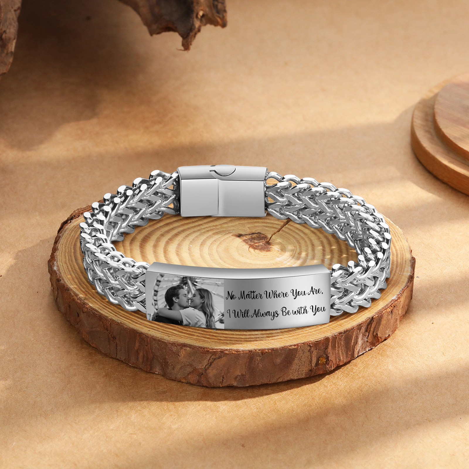 Custom Photo Engraved Stainless Steel Bracelet