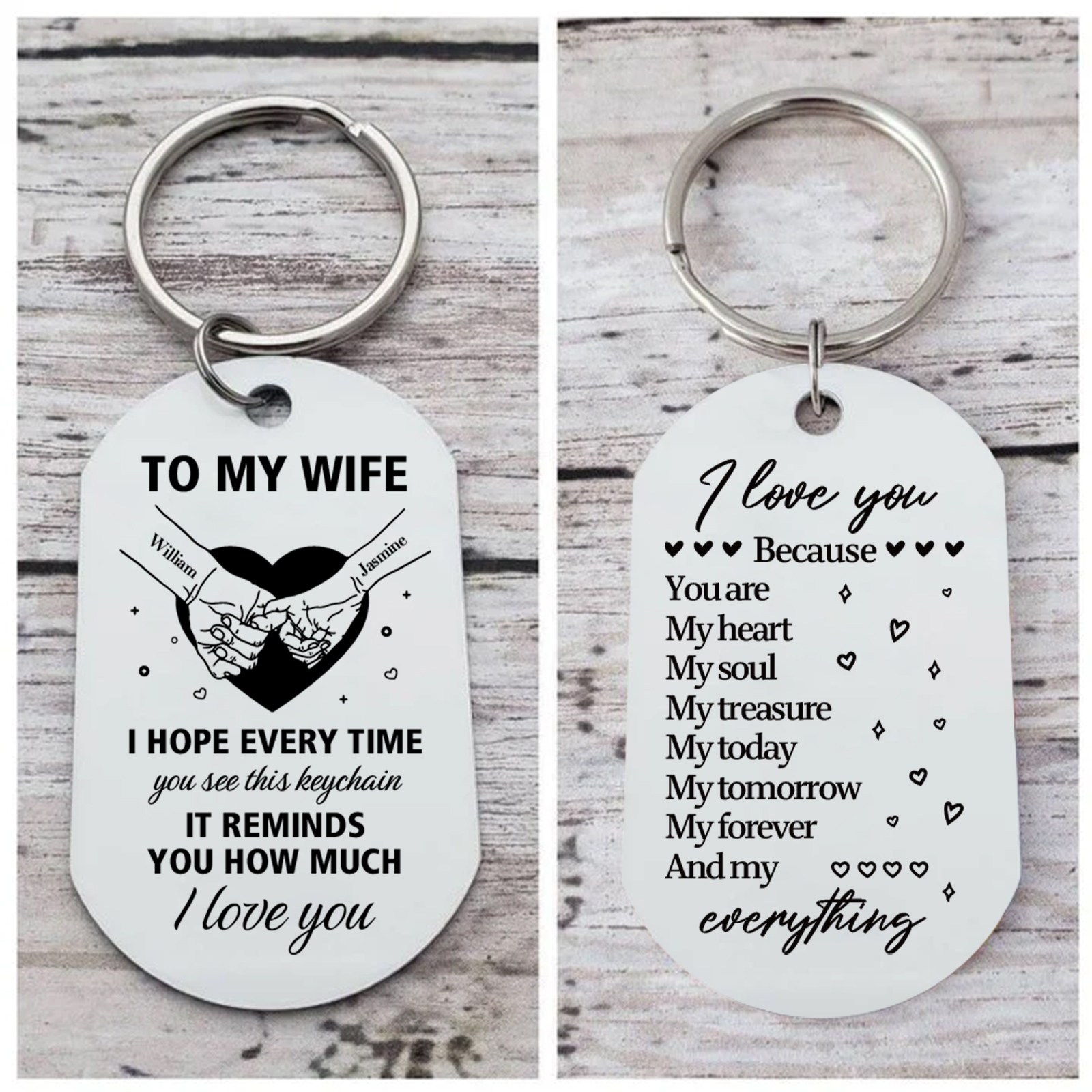 Personalized Couple Keychain, Pinky Promise Heart