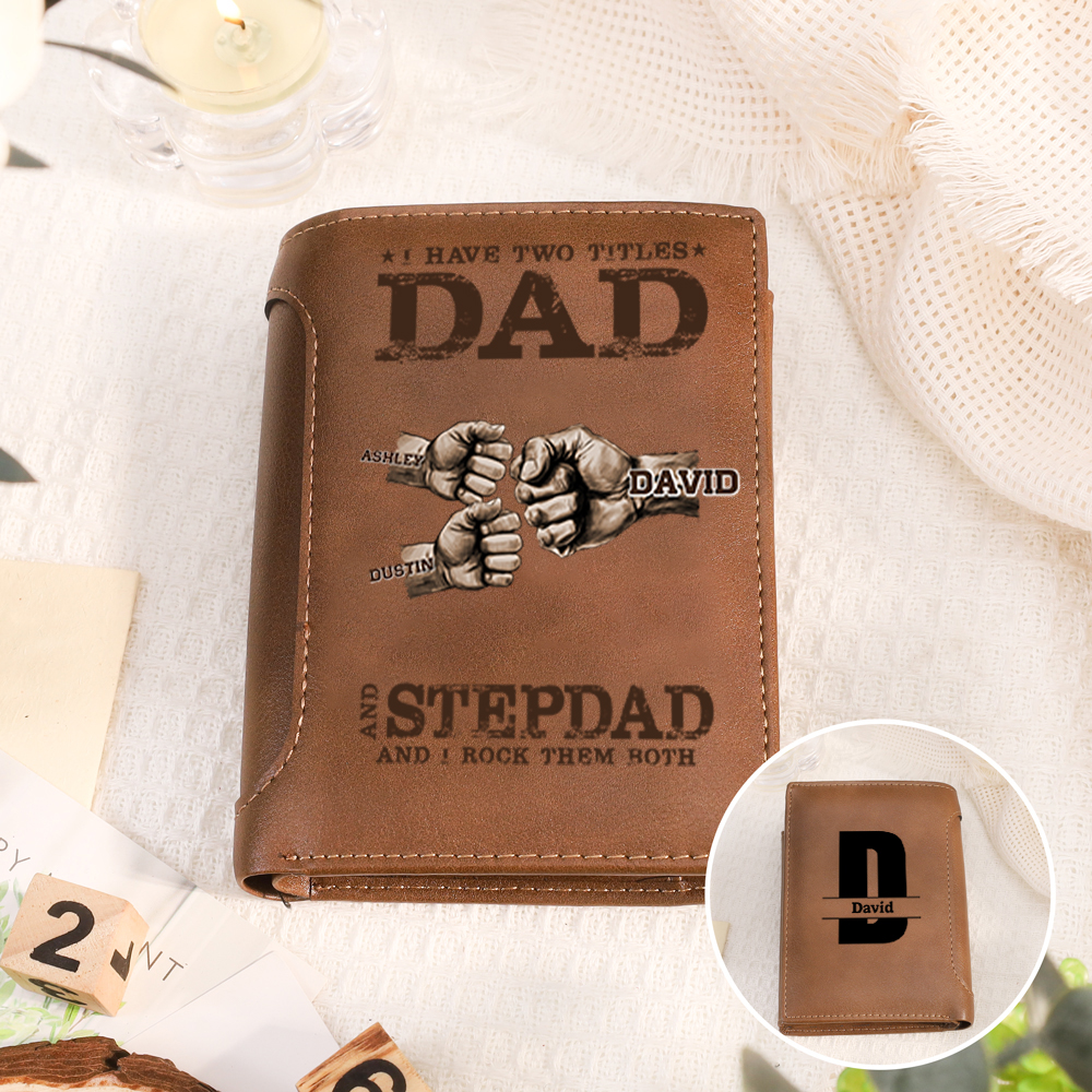 Custom Dad Fist Bump Leather Wallet