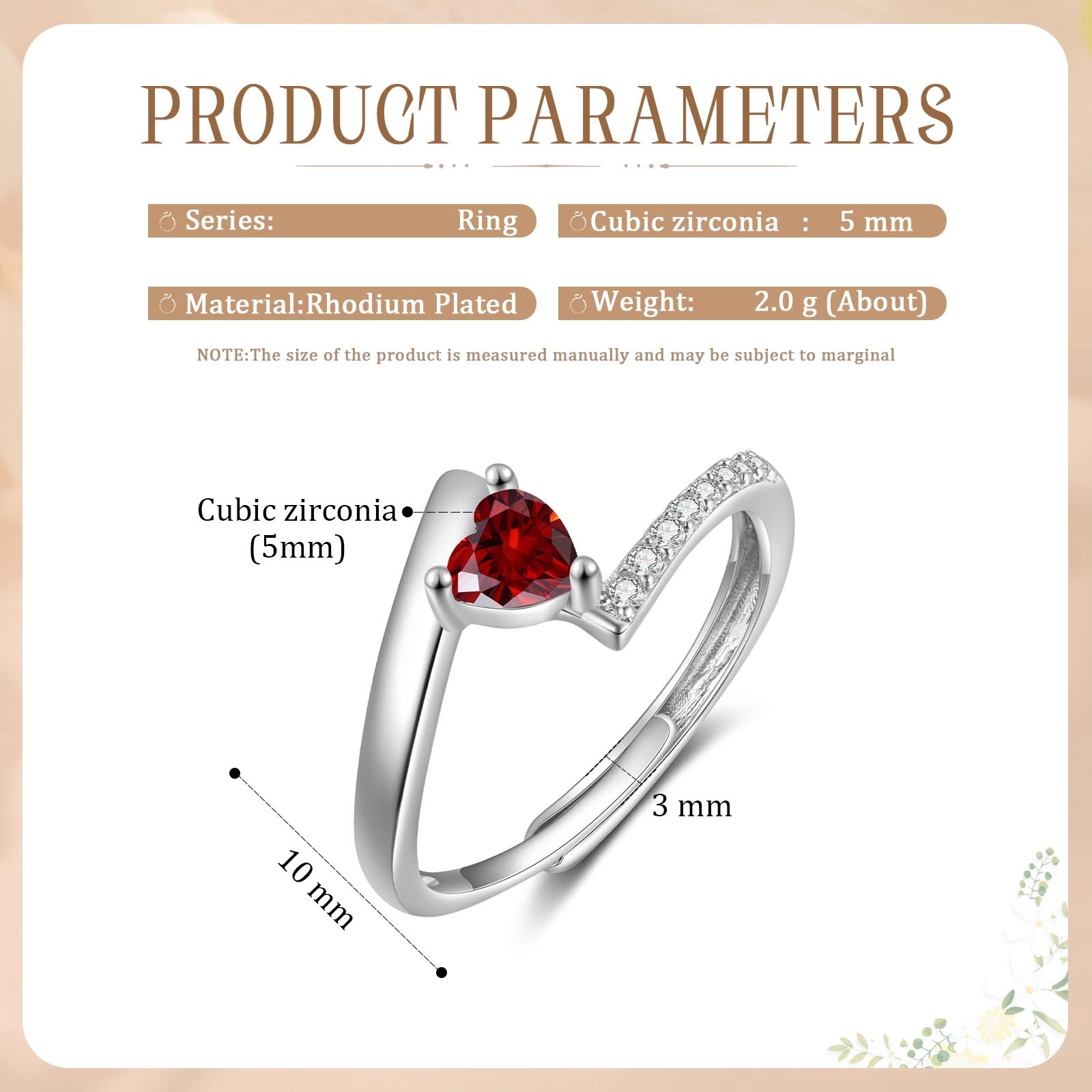 Personalized Open Ring with Custom Birthstone Elegant Valentines Day Gift for Her