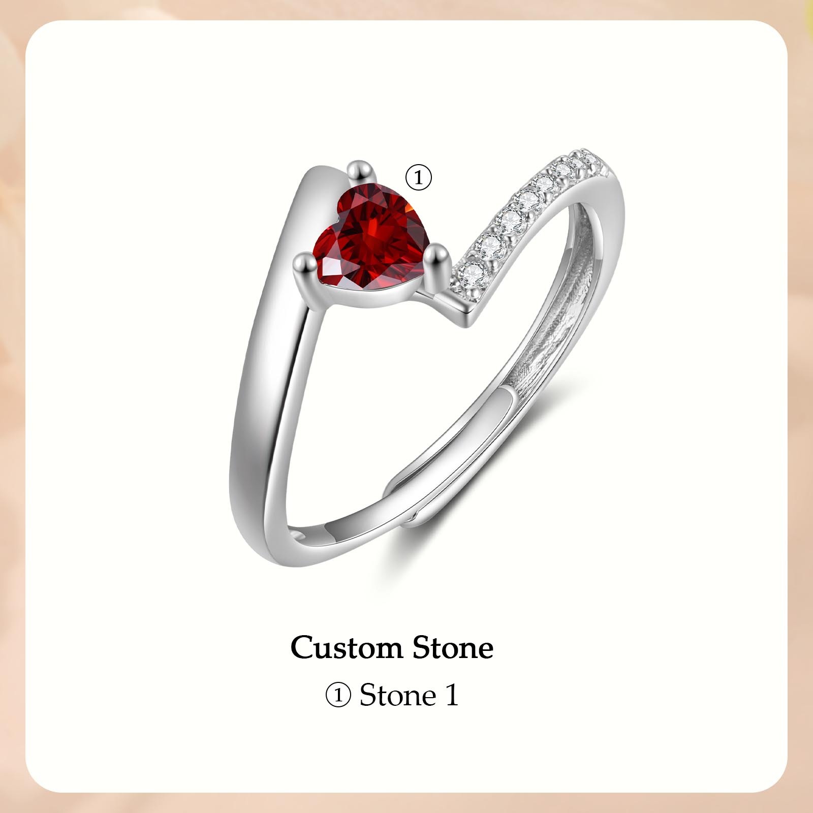 Personalized Open Ring with Custom Birthstone Elegant Valentines Day Gift for Her