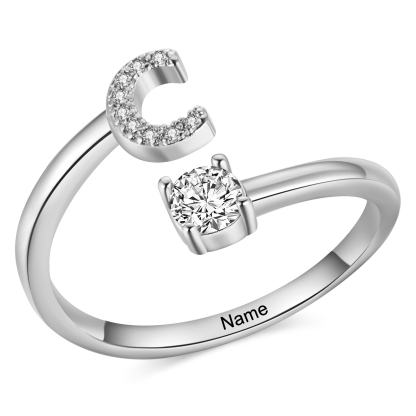 Personalized Open Ring Customized 1 Name and 1 Initial Gift for Her