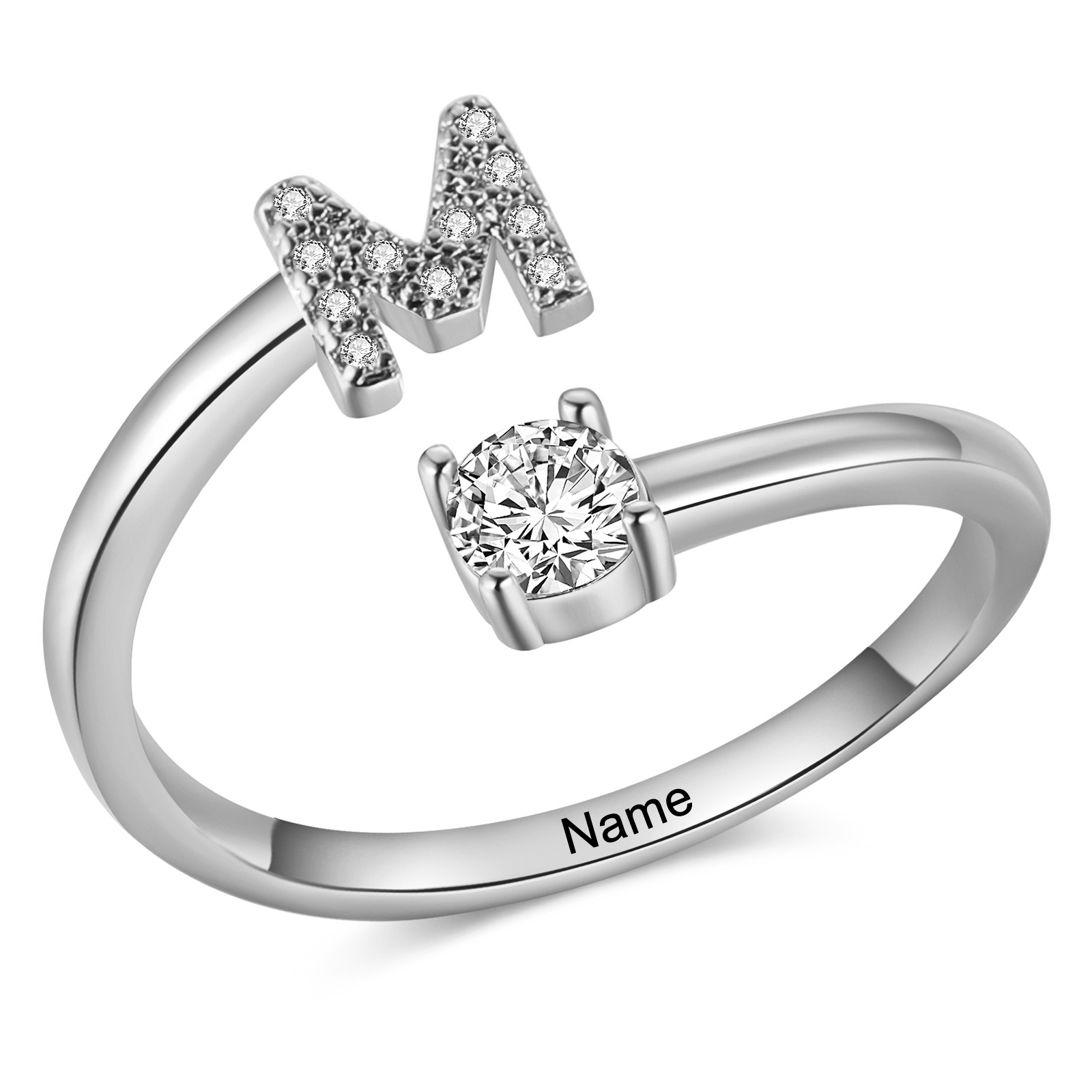 Personalized Open Ring Customized 1 Name and 1 Initial Gift for Her