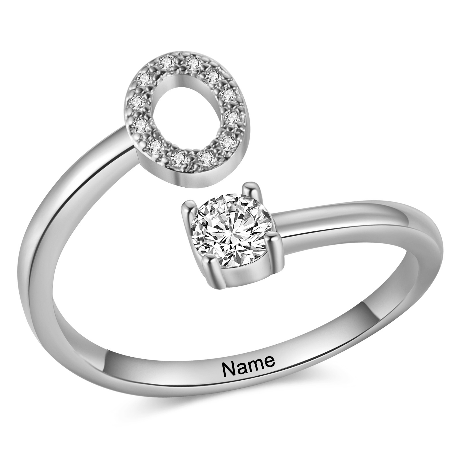 Personalized Open Ring Customized 1 Name and 1 Initial Gift for Her