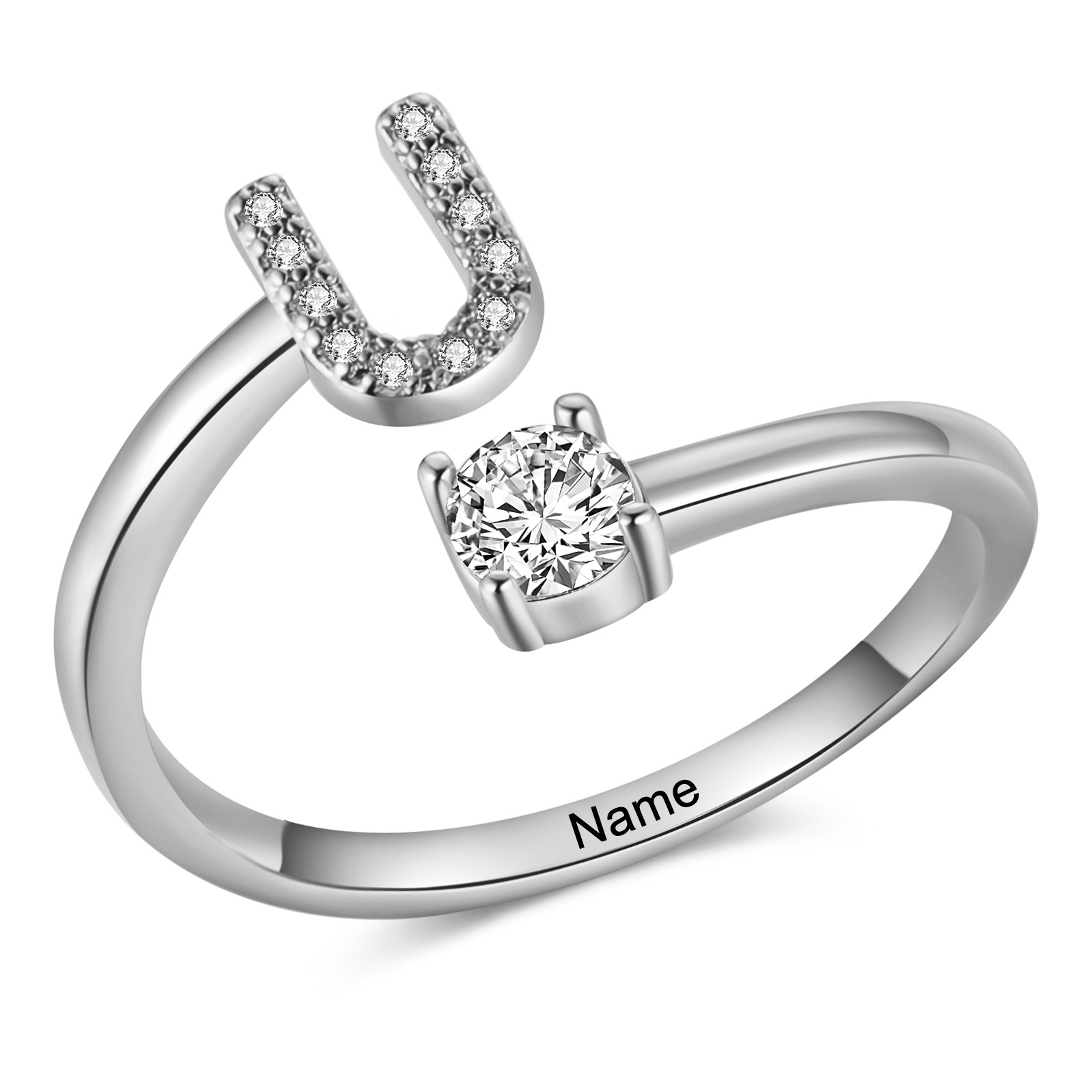 Personalized Open Ring Customized 1 Name and 1 Initial Gift for Her