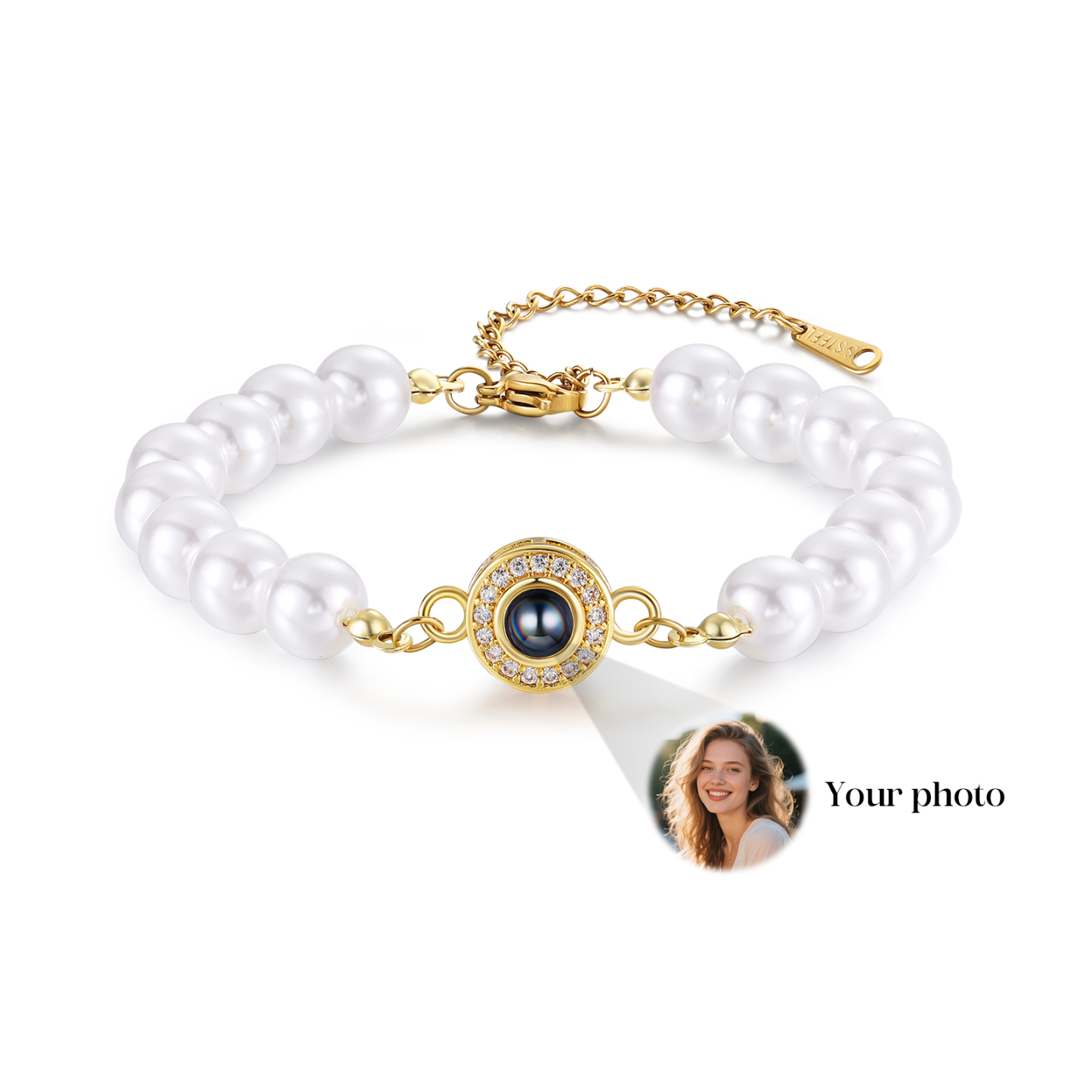 Personalized Photo Projection Pearl Bracelet
