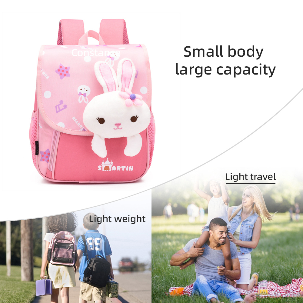 Personalized Pink Bunny Yellow Tiger Blue Dinosaur Children School Bag Embroidery Name Black Backpack Customized Schoolbag Travel Bag For Kids