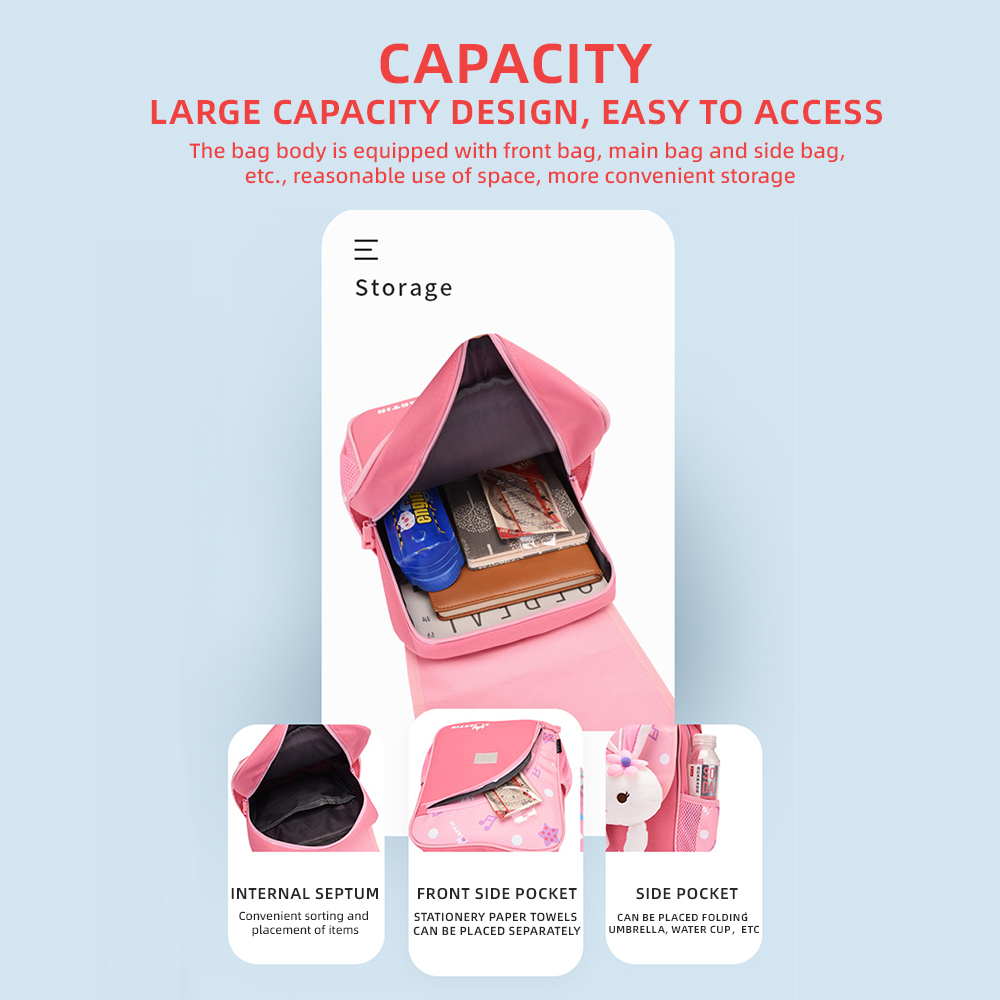 Personalized Pink Bunny Yellow Tiger Blue Dinosaur Children School Bag Embroidery Name Black Backpack Customized Schoolbag Travel Bag For Kids