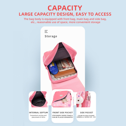 Personalized Pink Bunny Yellow Tiger Blue Dinosaur Children School Bag Embroidery Name Black Backpack Customized Schoolbag Travel Bag For Kids