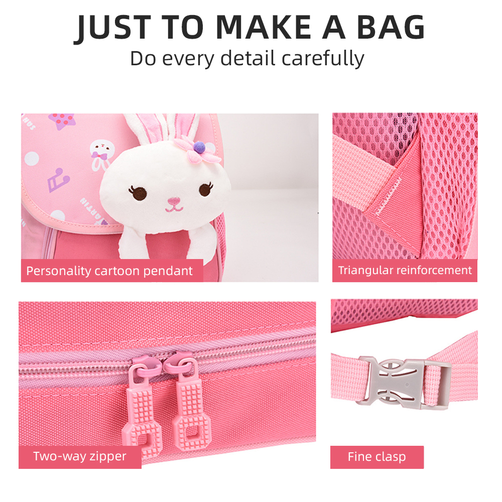 Personalized Pink Bunny Yellow Tiger Blue Dinosaur Children School Bag Embroidery Name Black Backpack Customized Schoolbag Travel Bag For Kids