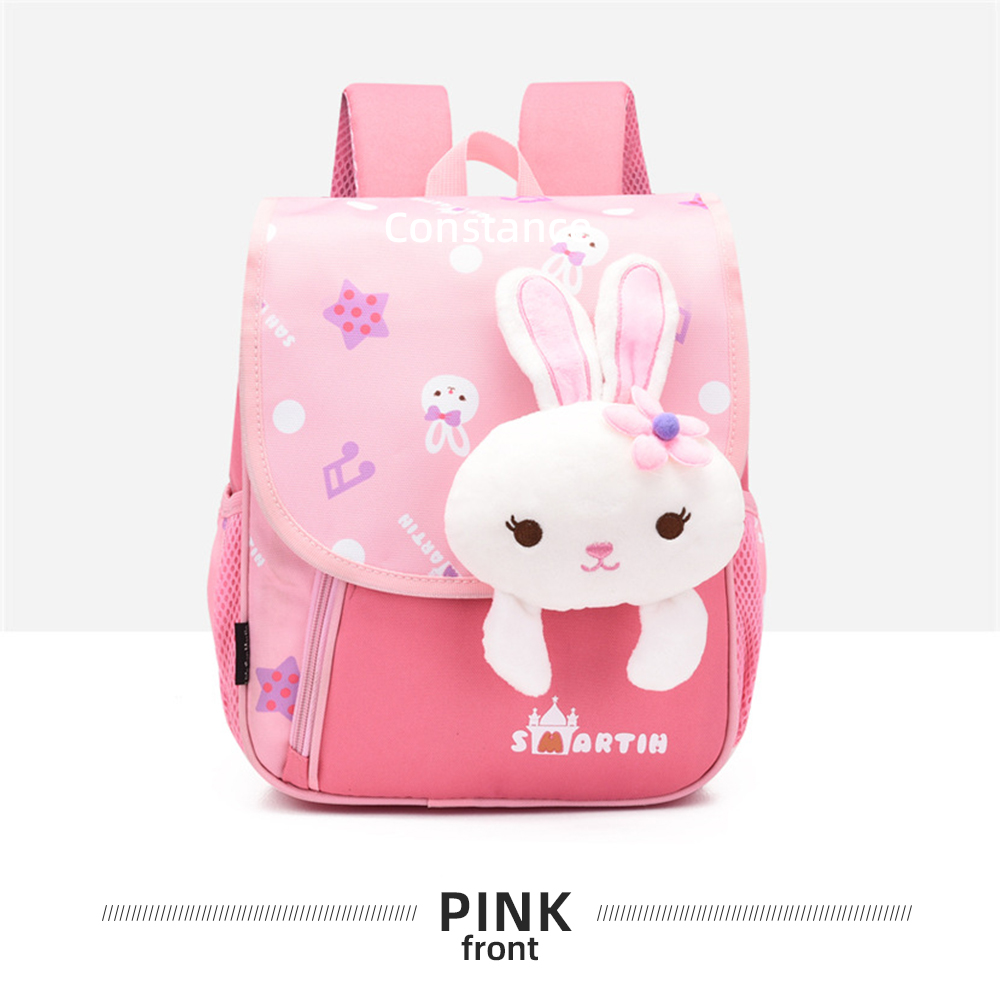 Personalized Pink Bunny Yellow Tiger Blue Dinosaur Children School Bag Embroidery Name Black Backpack Customized Schoolbag Travel Bag For Kids
