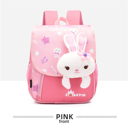 Personalized Pink Bunny Yellow Tiger Blue Dinosaur Children School Bag Embroidery Name Black Backpack Customized Schoolbag Travel Bag For Kids