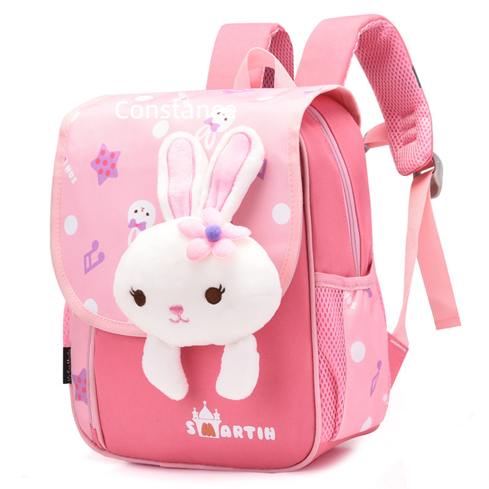 Personalized Pink Bunny Yellow Tiger Blue Dinosaur Children School Bag Embroidery Name Black Backpack Customized Schoolbag Travel Bag For Kids