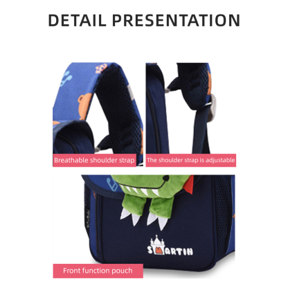 Personalized Pink Bunny Yellow Tiger Blue Dinosaur Children School Bag Embroidery Name Black Backpack Customized Schoolbag Travel Bag For Kids