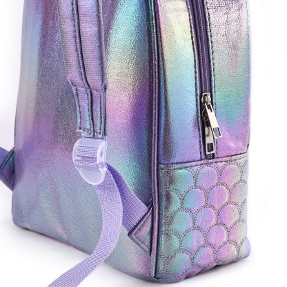 Personalized Embroidery Name Girls Holographic Quilted Pattern Fish Tail Decor Classic Backpack Gift for Kids