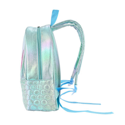 Personalized Embroidery Name Girls Holographic Quilted Pattern Fish Tail Decor Classic Backpack Gift for Kids