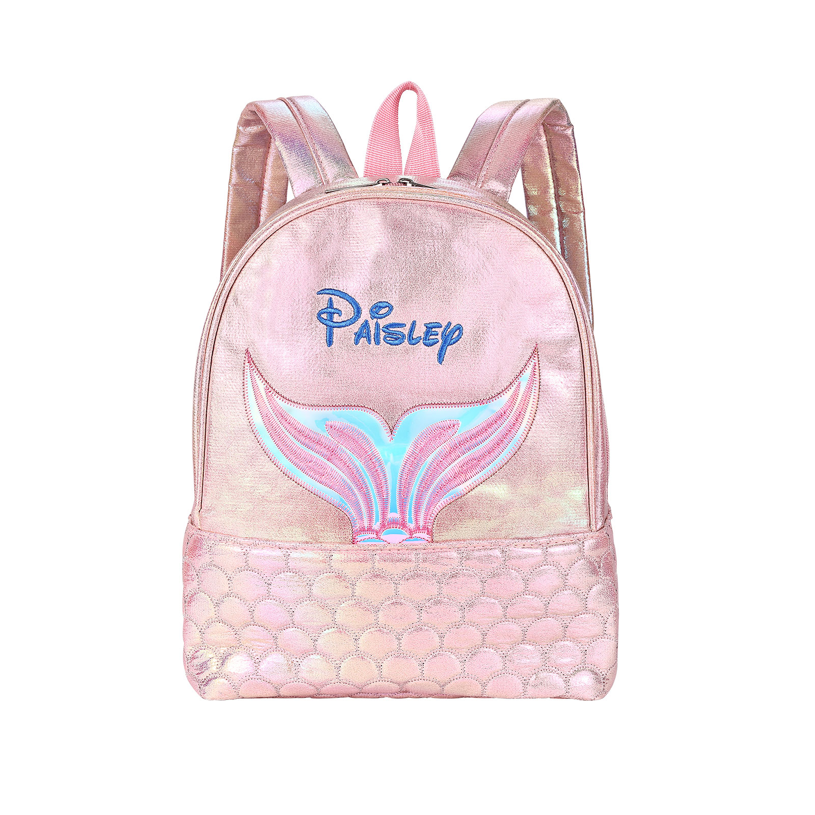 Personalized Embroidery Name Girls Holographic Quilted Pattern Fish Tail Decor Classic Backpack Gift for Kids