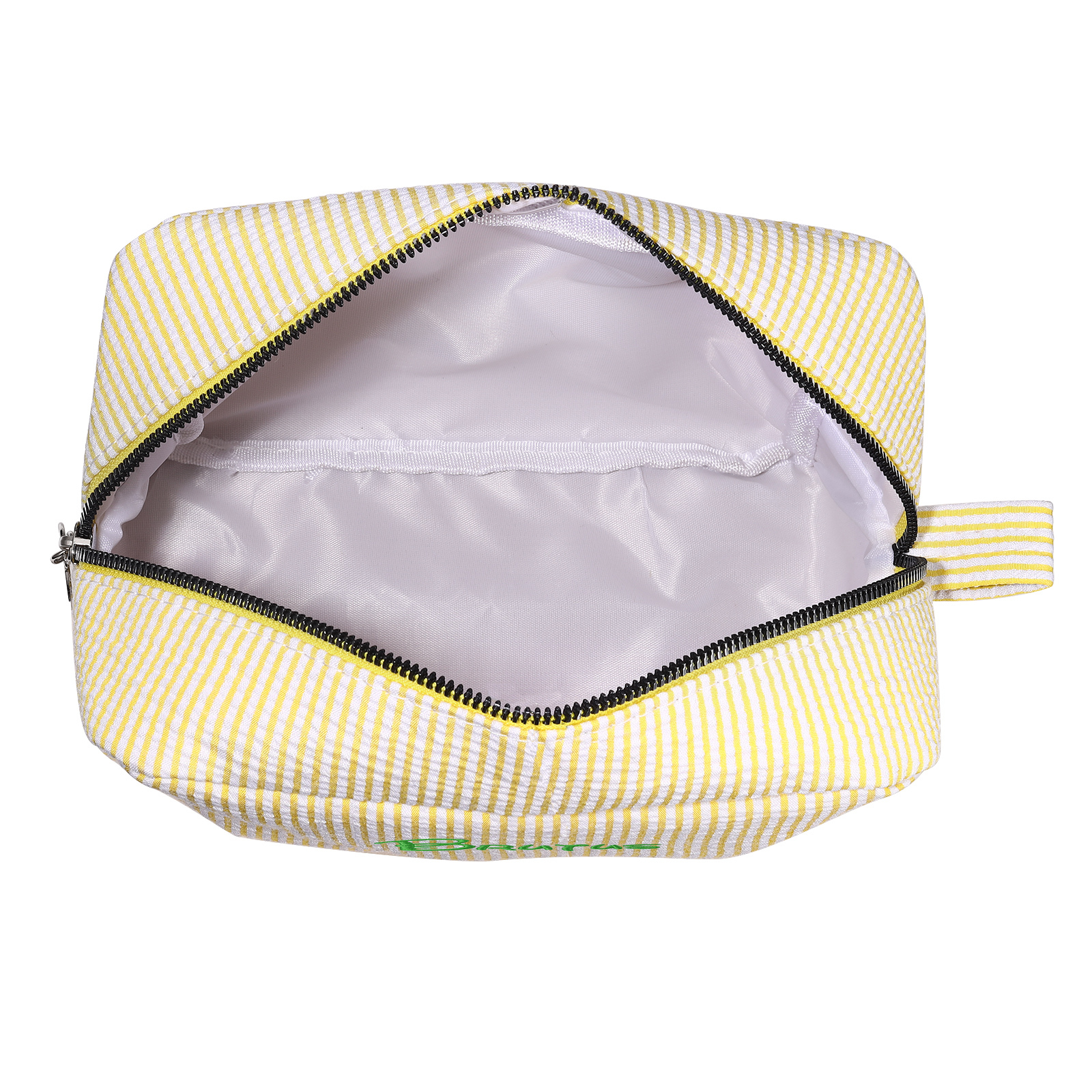 Striped Embroidered Cosmetic Case Personalized Name Makeup Bag Preppy Toiletry Pouch Seersucker Makeup Bag Bridal Sorority Gifts