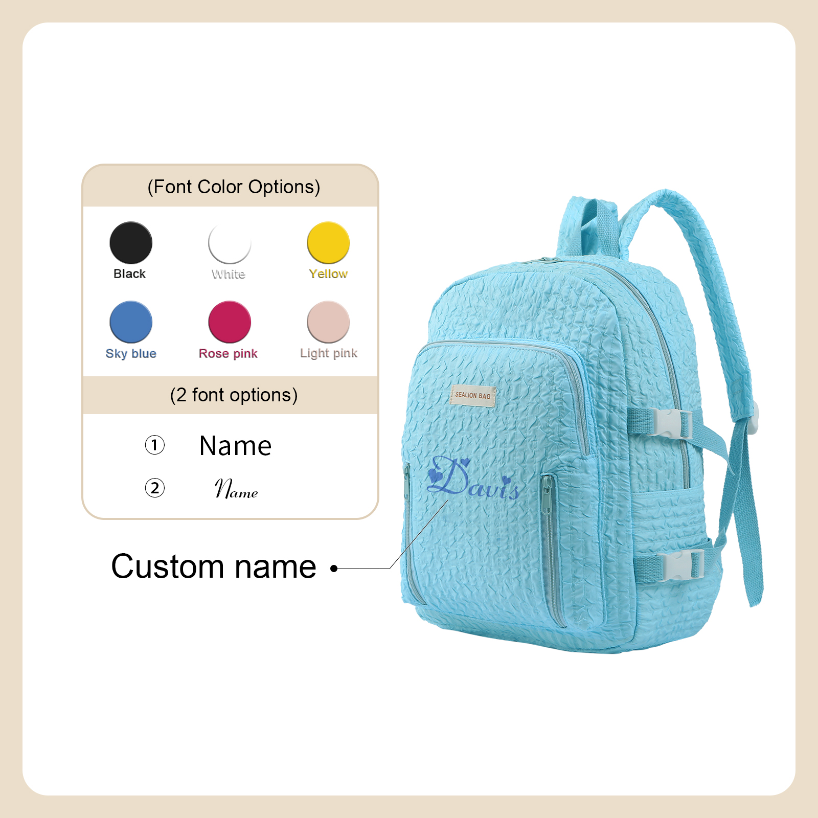 Personalized School Bag with Custom Name – Back to School Gift for Kids | Lorajewel
