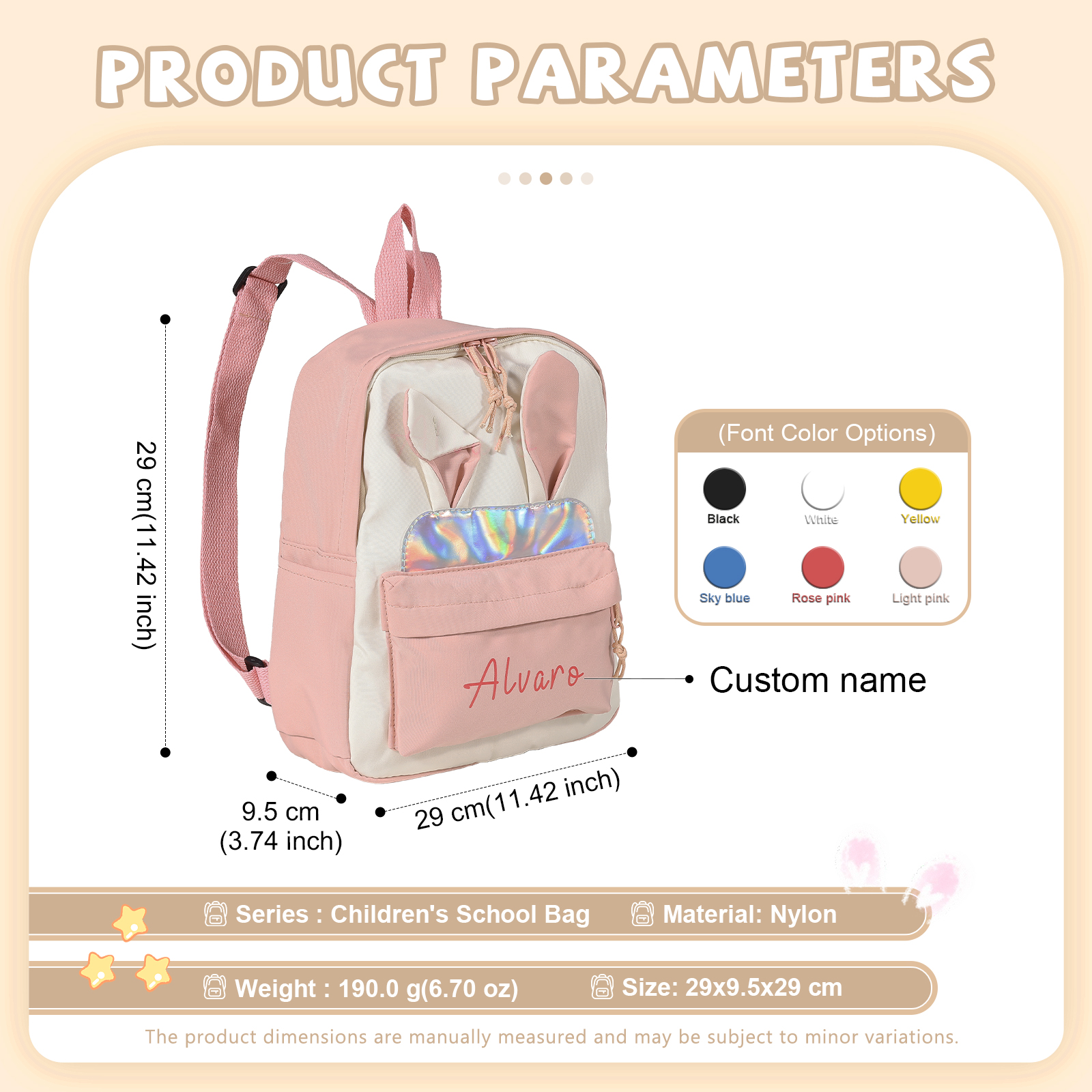Personalized Bunny Ear Bag for Kids with Custom Name – Back to School Gift | Lorajewel