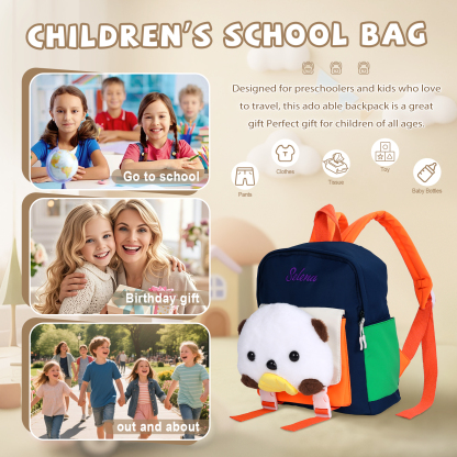 Personalized Kids Puppy Bag with Custom Name – Back to School Gift | Lorajewel