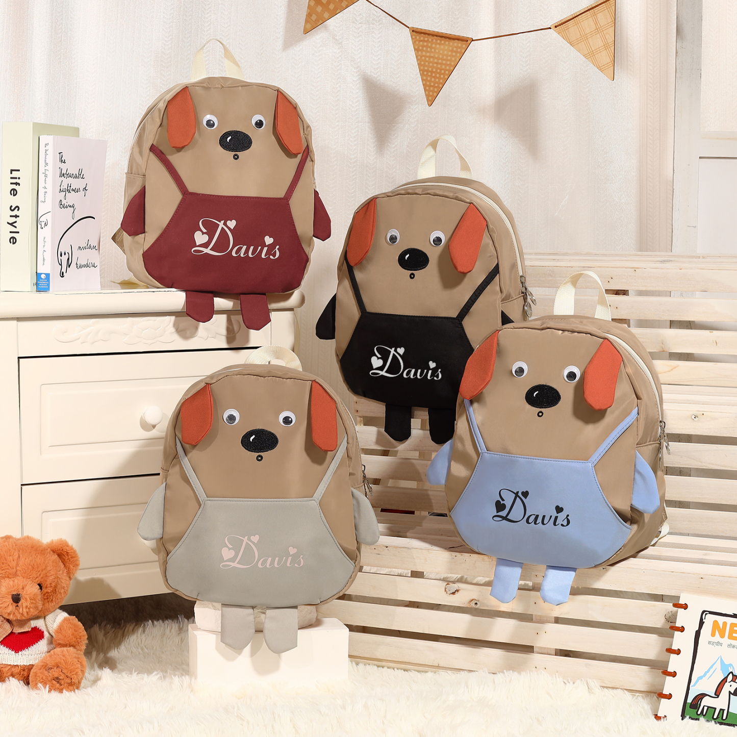 Personalized Kids Dog Backpack with Custom Name – Back to School Gift | Lorajewel
