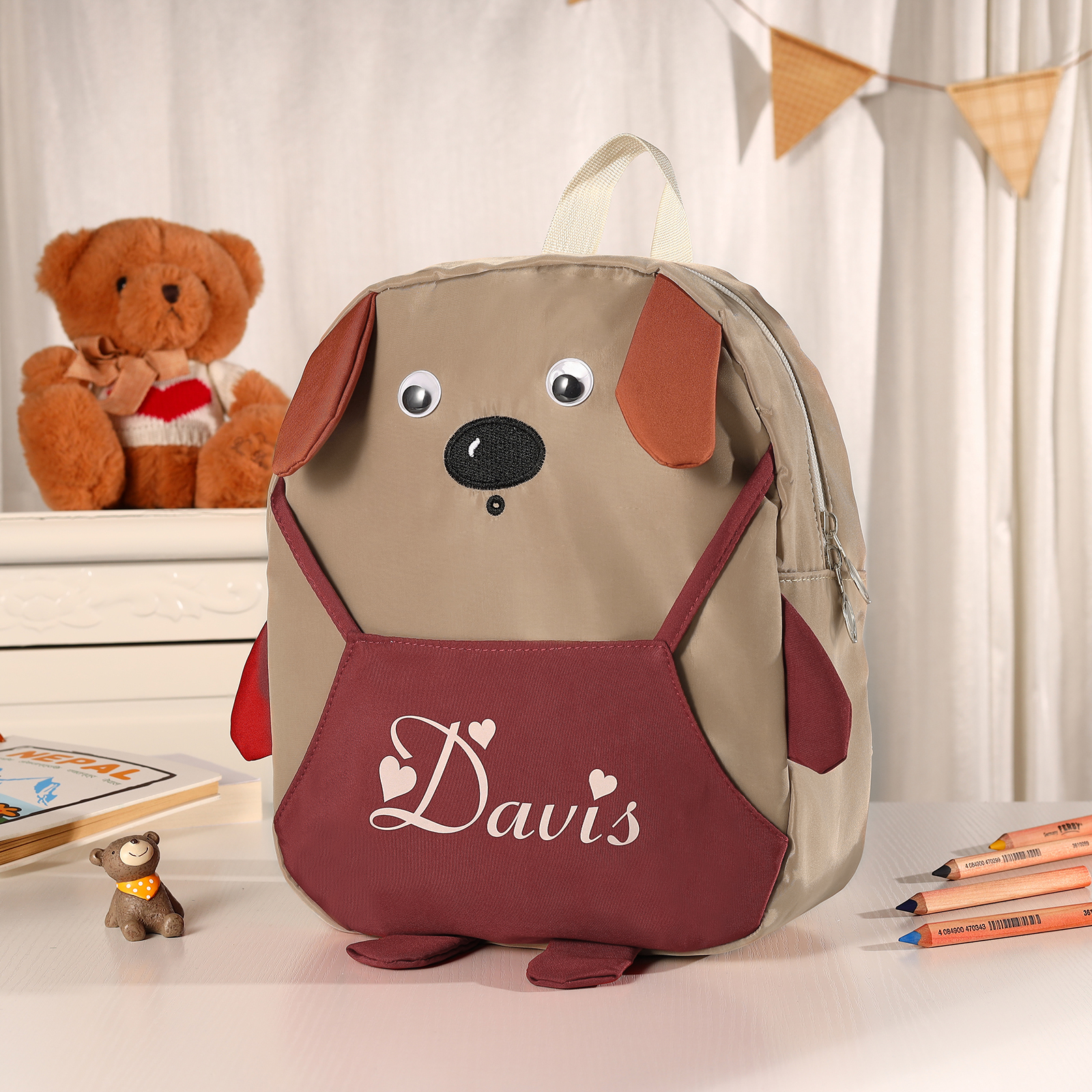 Personalized Kids Dog Backpack with Custom Name – Back to School Gift | Lorajewel