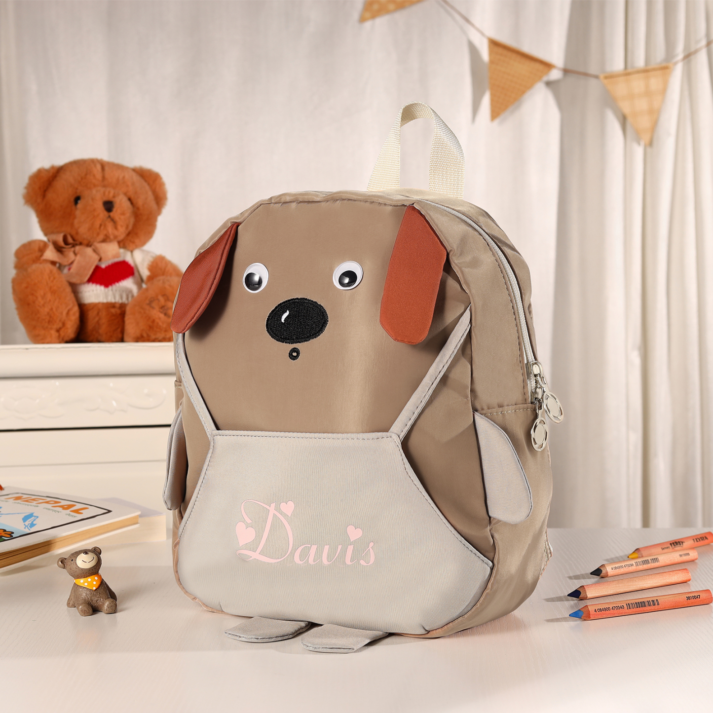 Personalized Kids Dog Backpack with Custom Name – Back to School Gift | Lorajewel
