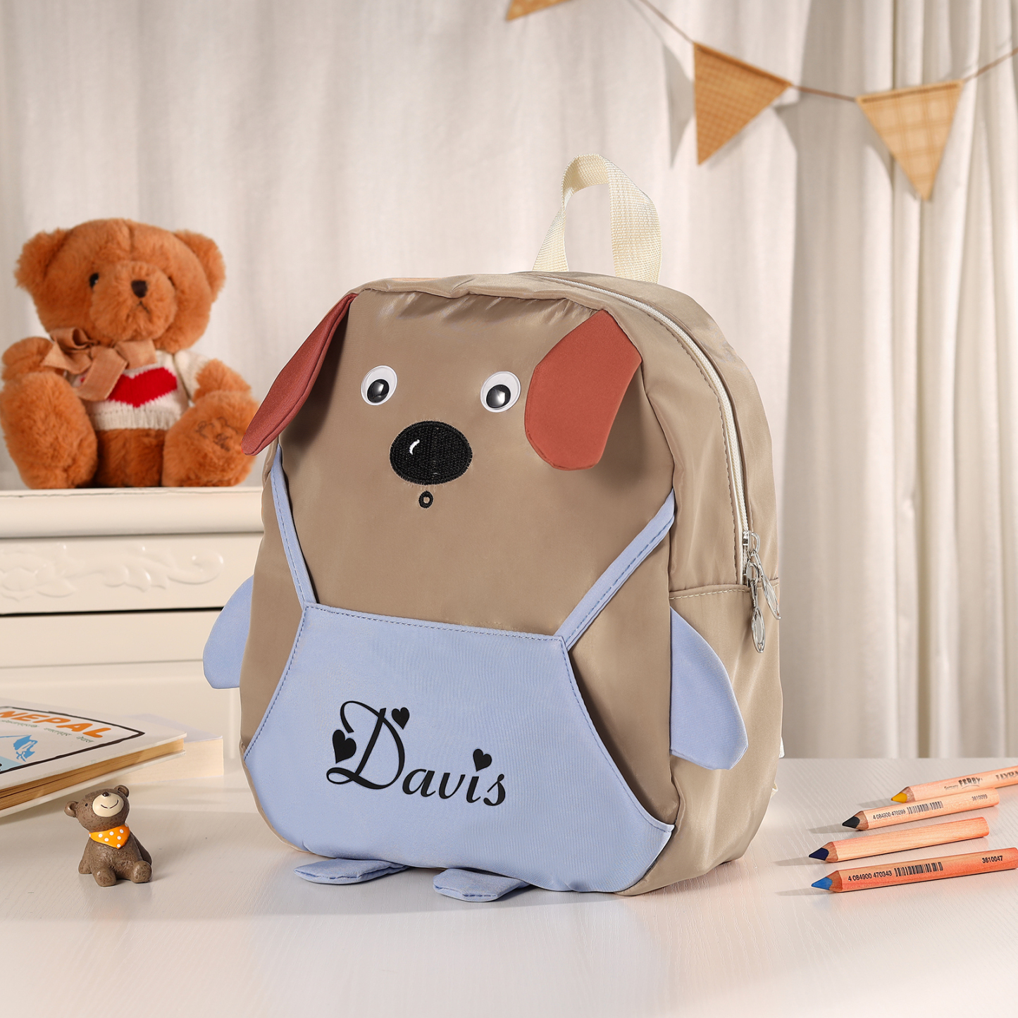 Personalized Kids Dog Backpack with Custom Name – Back to School Gift | Lorajewel