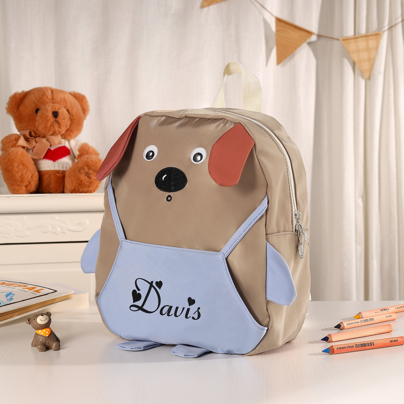 Personalized Kids Dog Backpack with Custom Name – Back to School Gift | Lorajewel