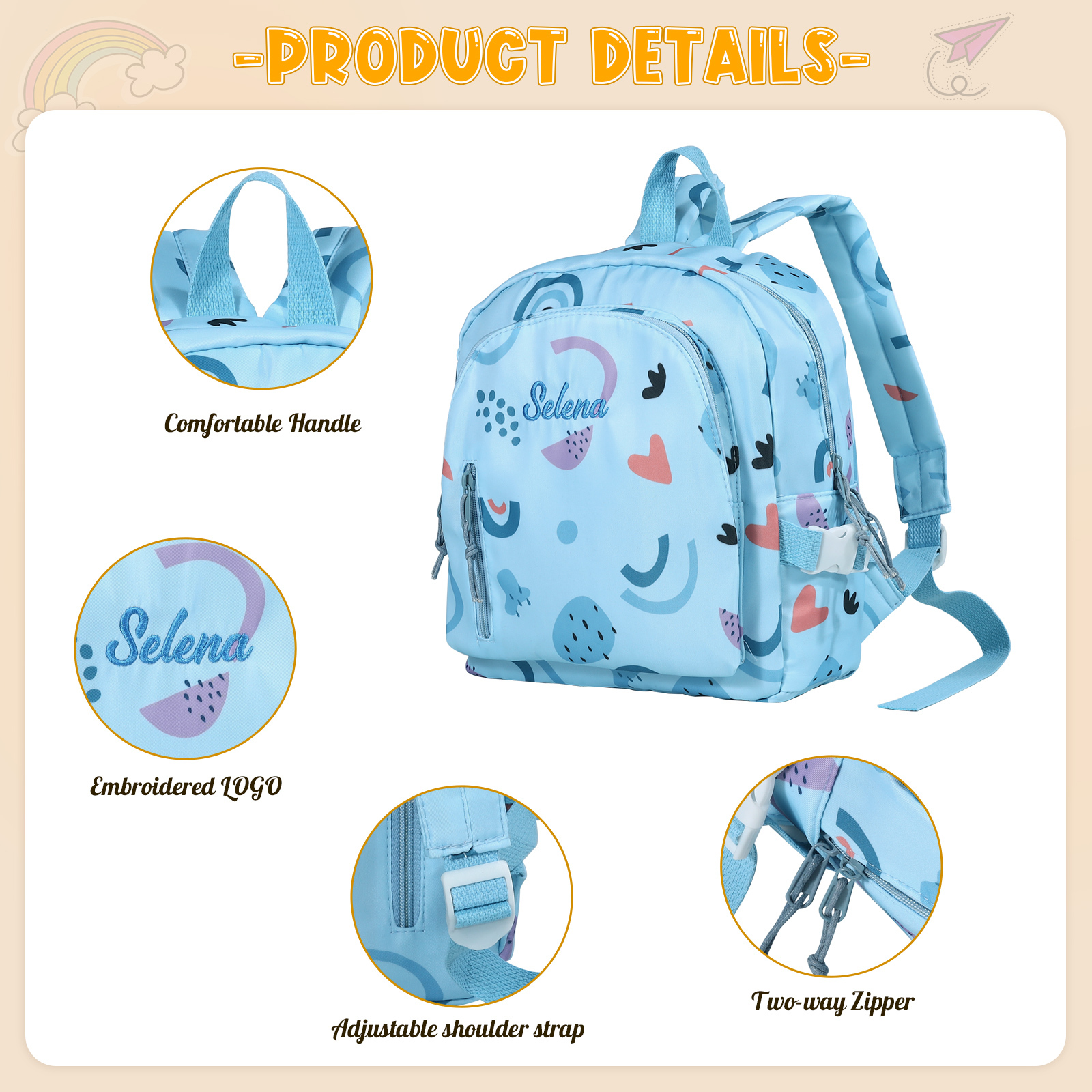 [Copy]Personalized Star Backpack with 1 Custom Name and Colour, 5 Colours | Jessemade