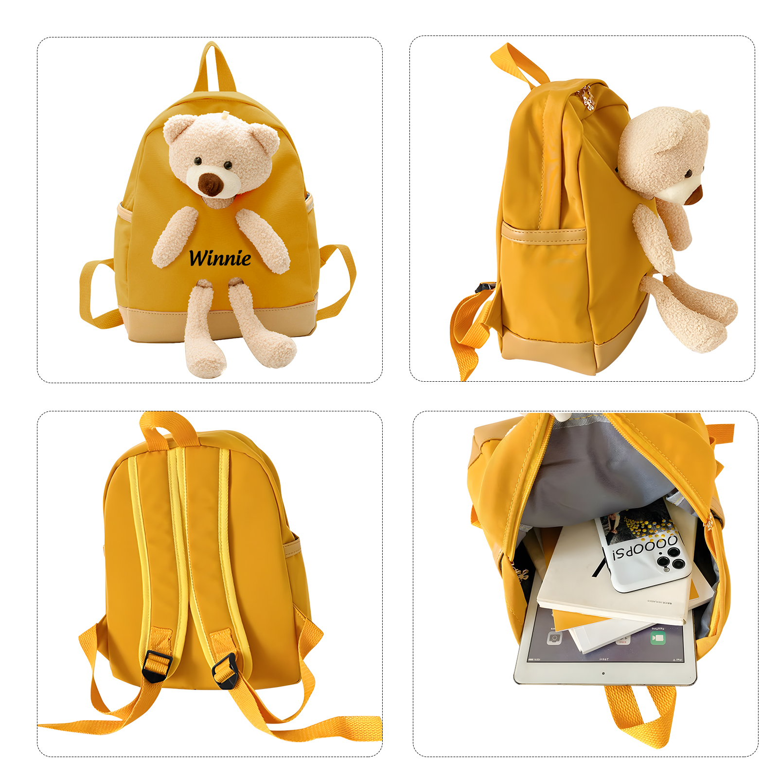 Personalized Teddy Bear Children's Backpack – Custom Name Rucksack, Cute Plush School Bag for Kids (Multiple Colours) – Back to School Gift | Lorajewel