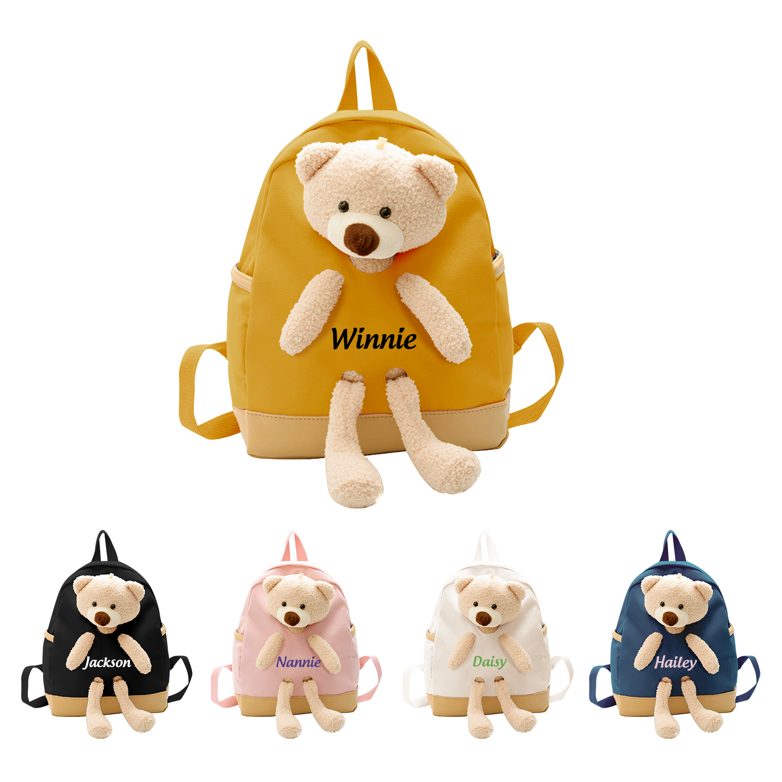 Personalized Teddy Bear Children's Backpack – Custom Name Rucksack, Cute Plush School Bag for Kids (Multiple Colours) – Back to School Gift | Lorajewel