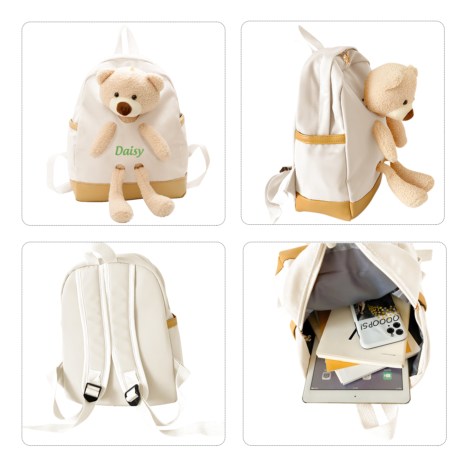 Personalized Teddy Bear Children's Backpack – Custom Name Rucksack, Cute Plush School Bag for Kids (Multiple Colours) – Back to School Gift | Lorajewel