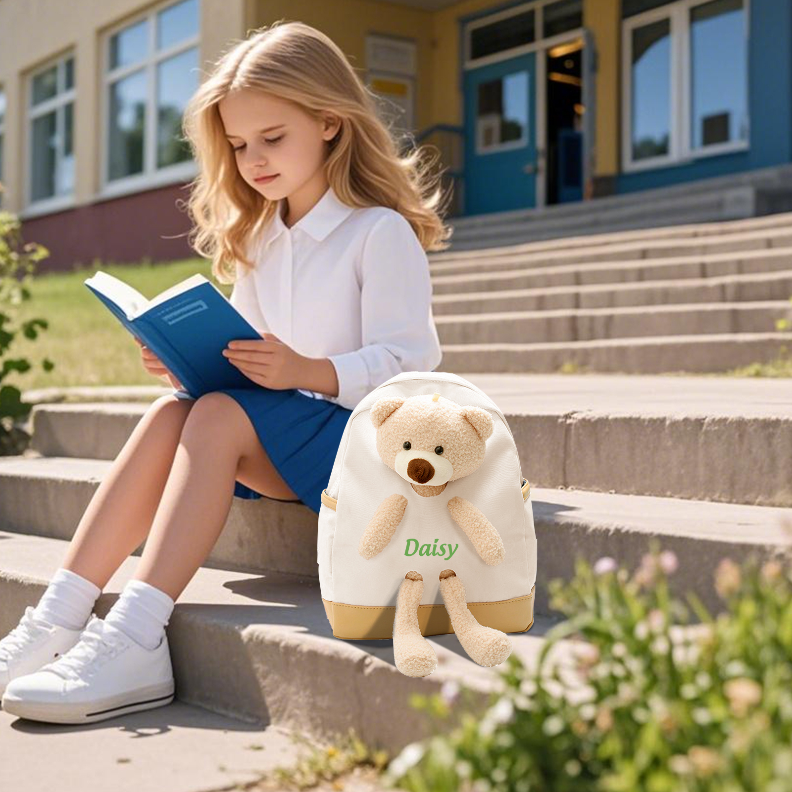 Personalized Teddy Bear Children's Backpack – Custom Name Rucksack, Cute Plush School Bag for Kids (Multiple Colours) – Back to School Gift | Lorajewel