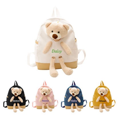 Personalized Teddy Bear Children's Backpack – Custom Name Rucksack, Cute Plush School Bag for Kids (Multiple Colours) – Back to School Gift | Lorajewel