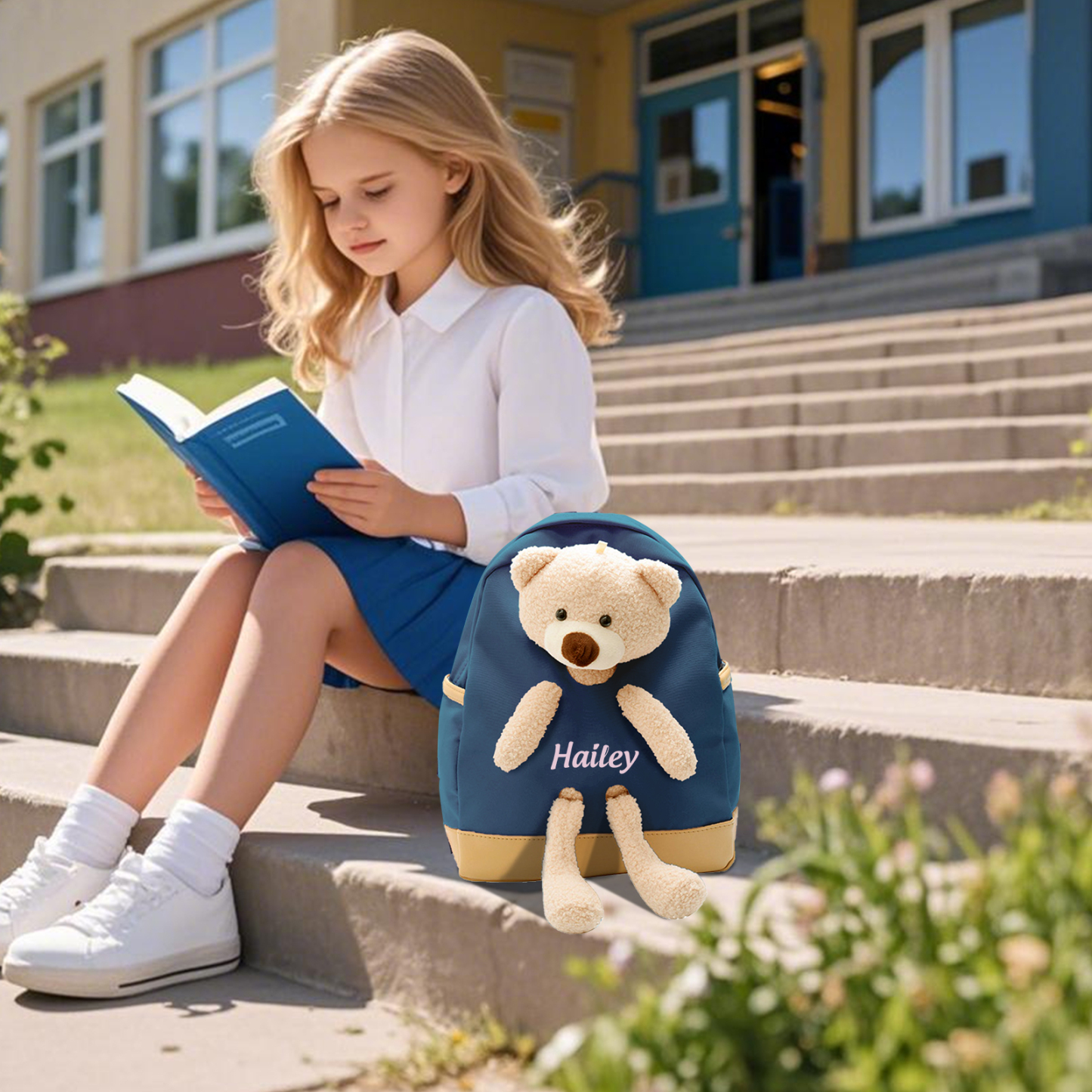 Personalized Teddy Bear Children's Backpack – Custom Name Rucksack, Cute Plush School Bag for Kids (Multiple Colours) – Back to School Gift | Lorajewel